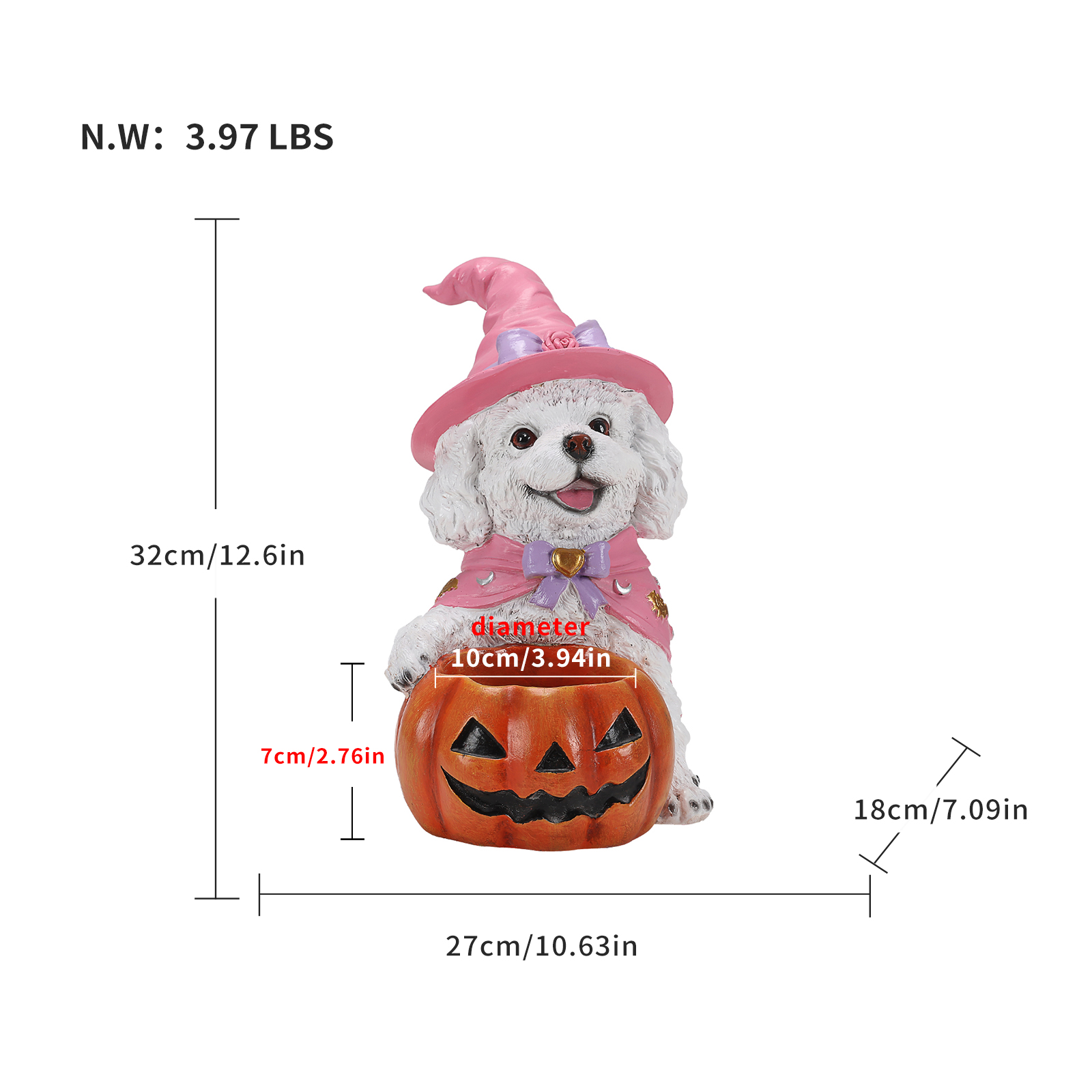 Halloween White Teddy Puppy Figurine image 2