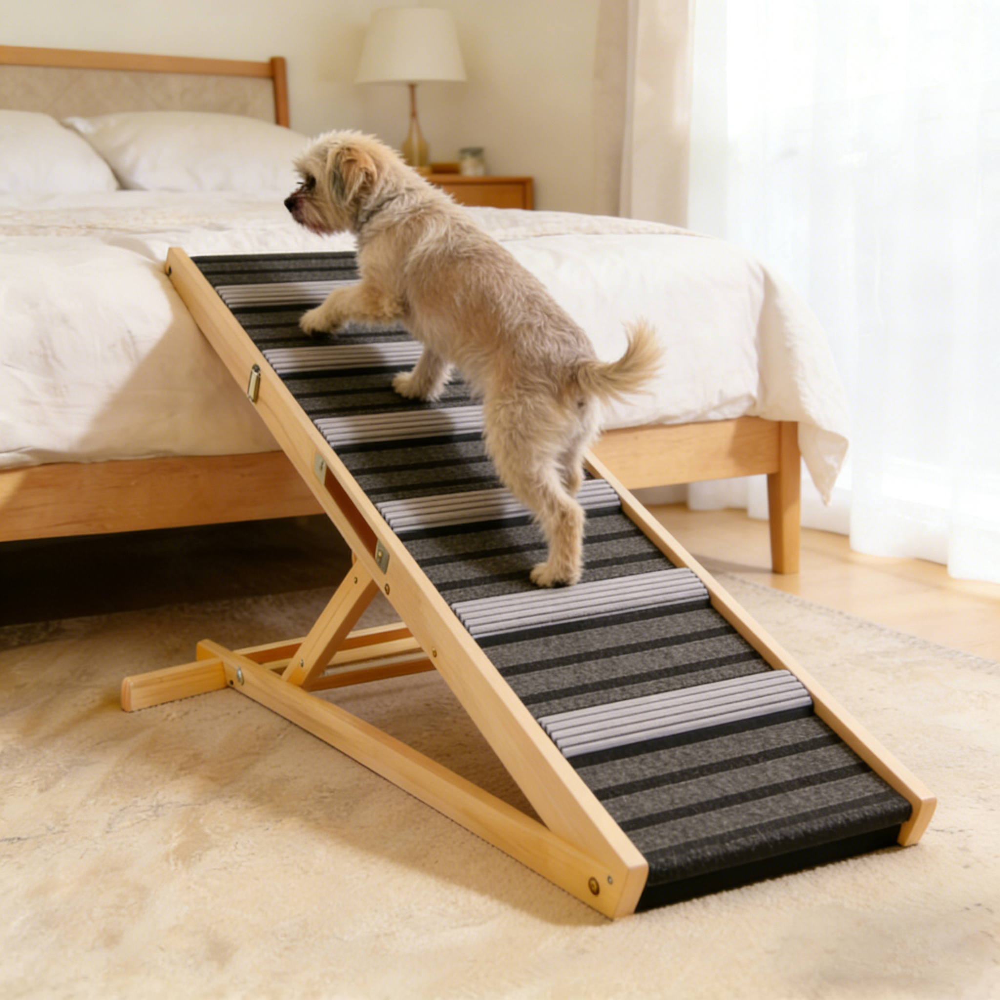 2026 Upgraded Dog Ramp for Couch, Small Dog Ramp for Sofa, 6 Adjustable Height from 14'' to 25", Portable Stable Pet Steps with Non-Slip Pad, Pet Ramps Use for Sofa Couch Stairs image 6