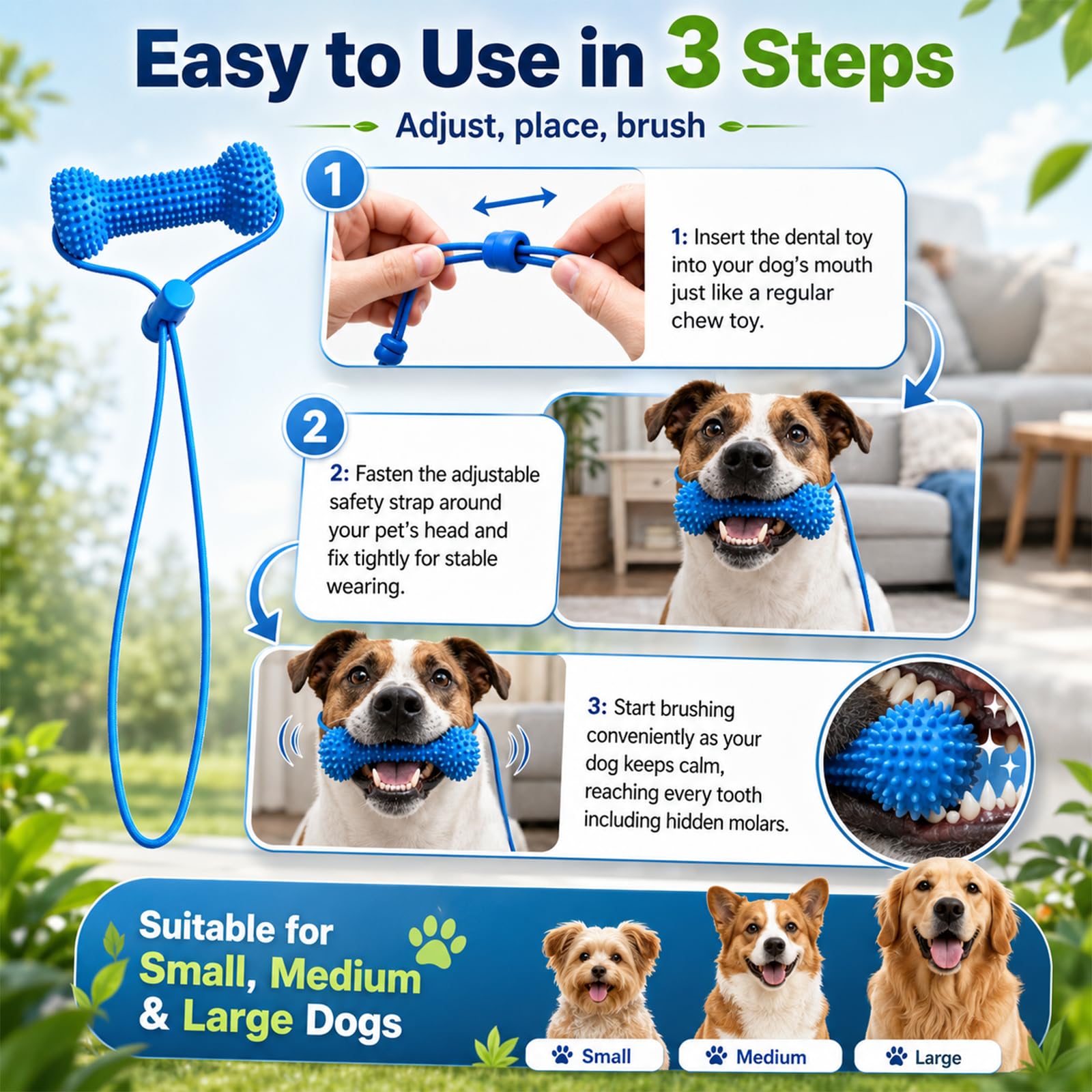 Dual-Action Canine Dental Prop, Dog Dental Chew Toy For Easier Teeth Brushing, Premium Pet Oral Care Accessory Perfect For Small Medium And Large Size Dogs  2PCS image 6
