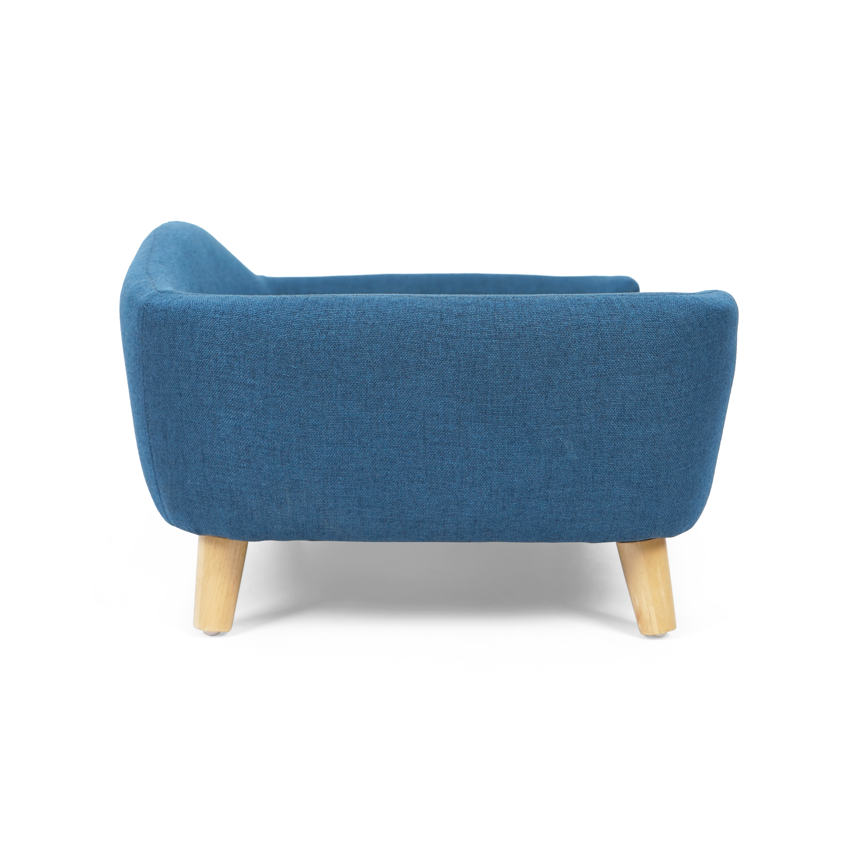 Elevated Dog Bed Frame for Small Dog, Fabric Pet Couch Bed with Rubber Wood Legs and Supportive Foam, Navy Blue, Easy Assembly image 4