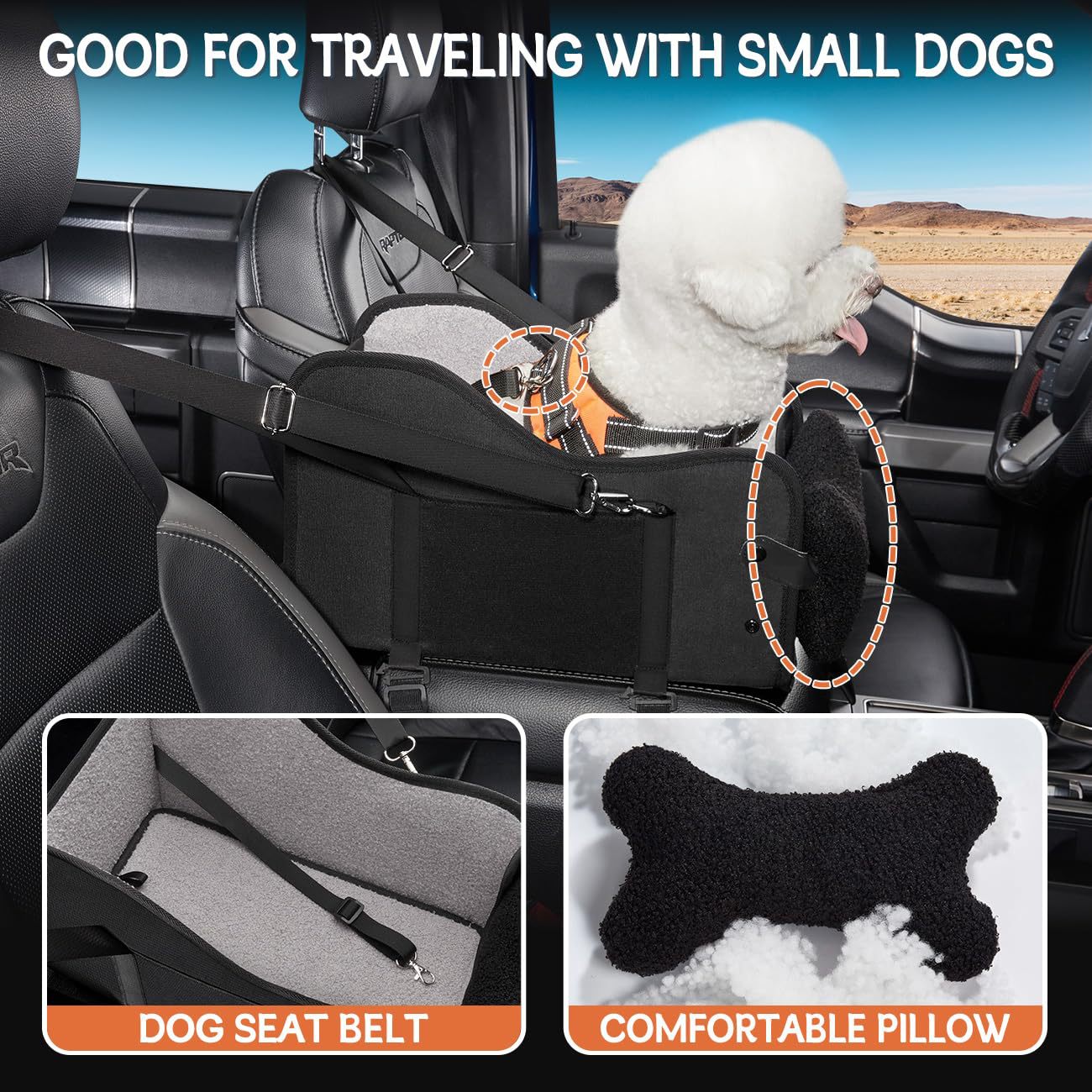 Center Console Dog Car Seat,Dog Car Seats For Small Dogs With Soft Mattress,Pet Puppy Cars Seat image 3