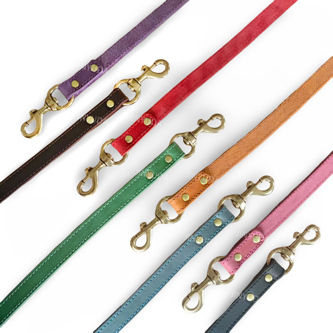 Pet Rope Dog Leash Genuine Full-grain Leather Rope Brass image 8