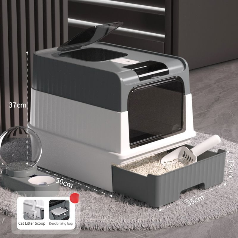 Fully Enclosed Cat Litter Box For Pets image 2