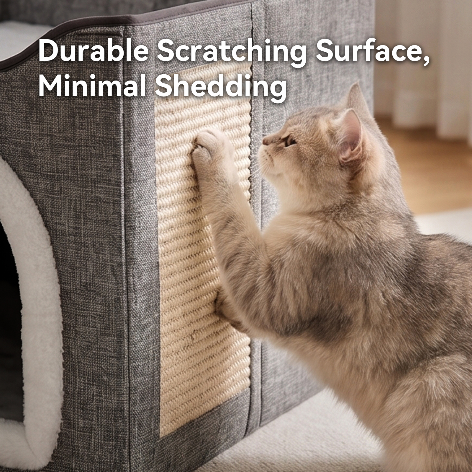 Arched Cat Bed In Green And Gray Color image 3