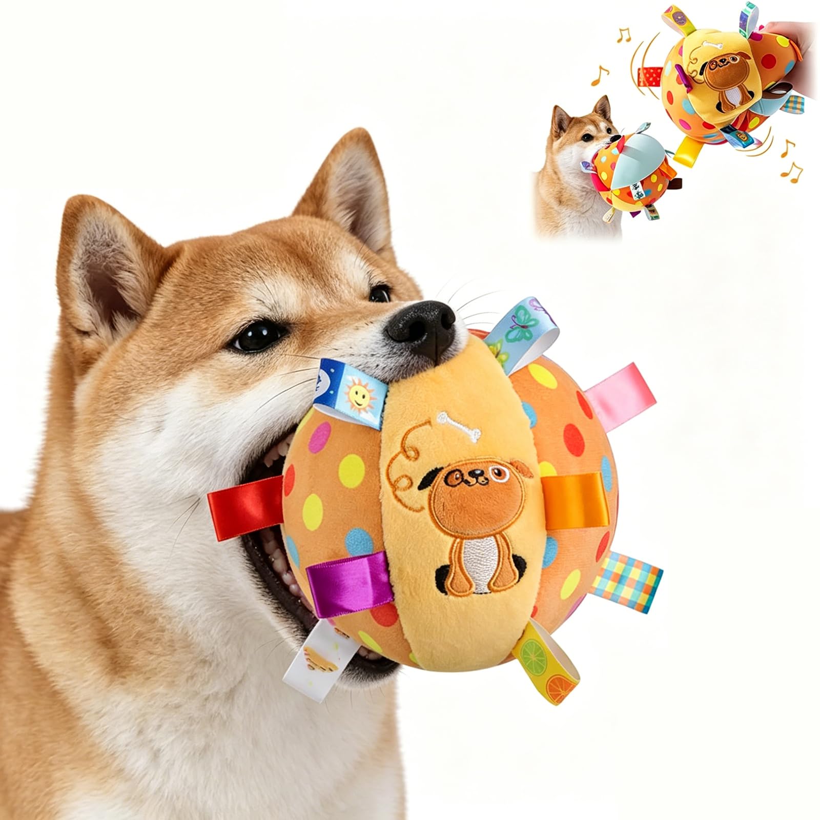 Colorful Squeaky Hanging Dog Training Toy, Squeaky Hanging Dog Toy, Dogs Ball With Ribbons And Bell, Pet Interactive Fetch Toys For Small Medium Dog Training Toy image 3