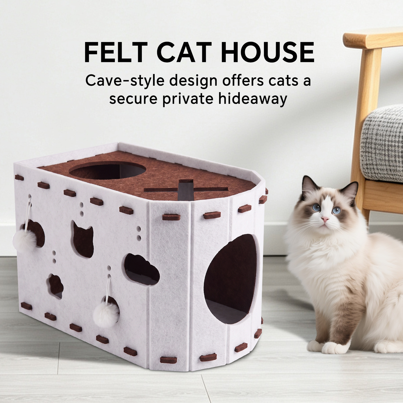 X-shaped Cat Bed - Dark Brown And Light Brown Colors image 12