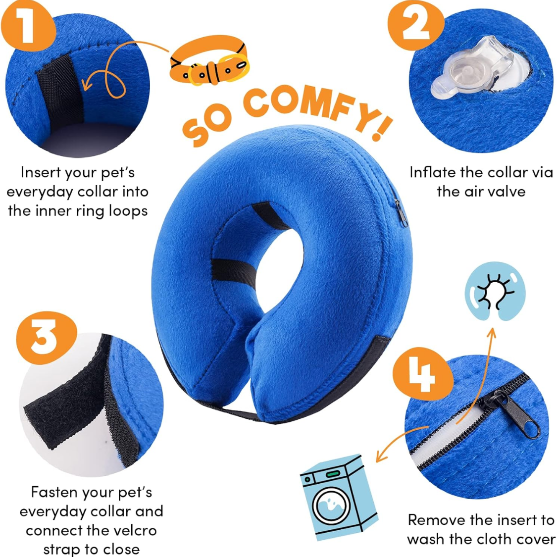 Dog Cone Collar After Surgery Large, Blue image 5