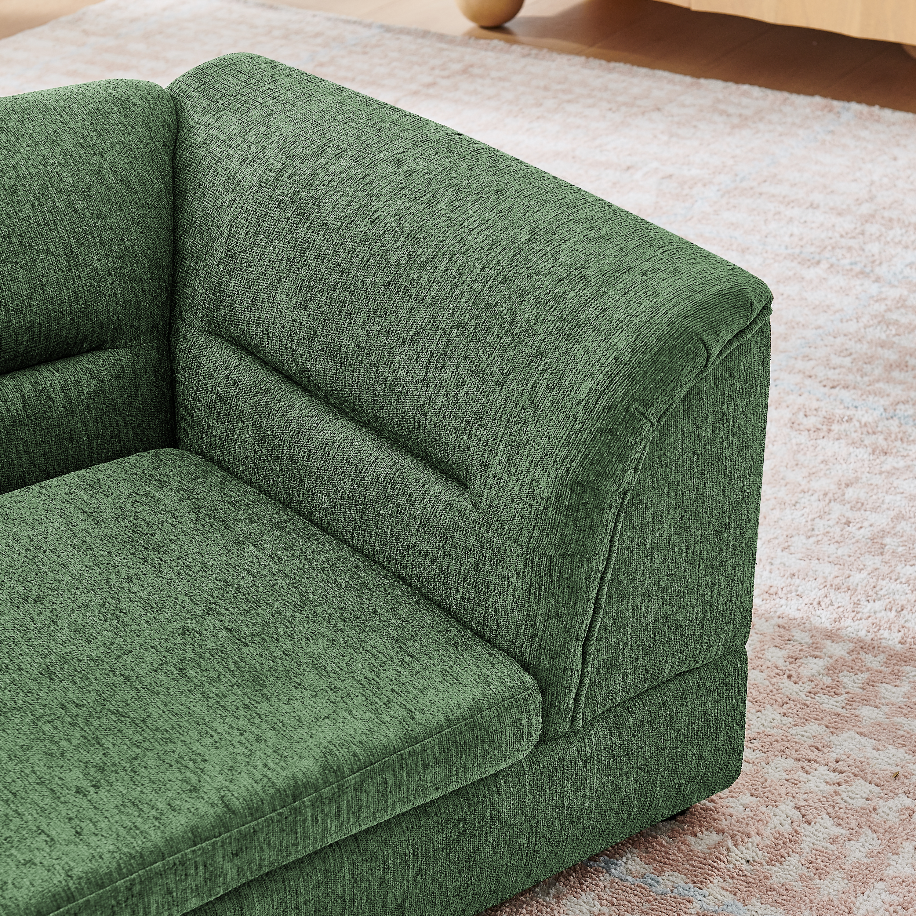 Oversized Pet Sofa, Curved Armrest Rectangular Dog Sofa, Linen Fabric Comfort Pet Couch for Large & Oversized Dogs-Olive Green image 6