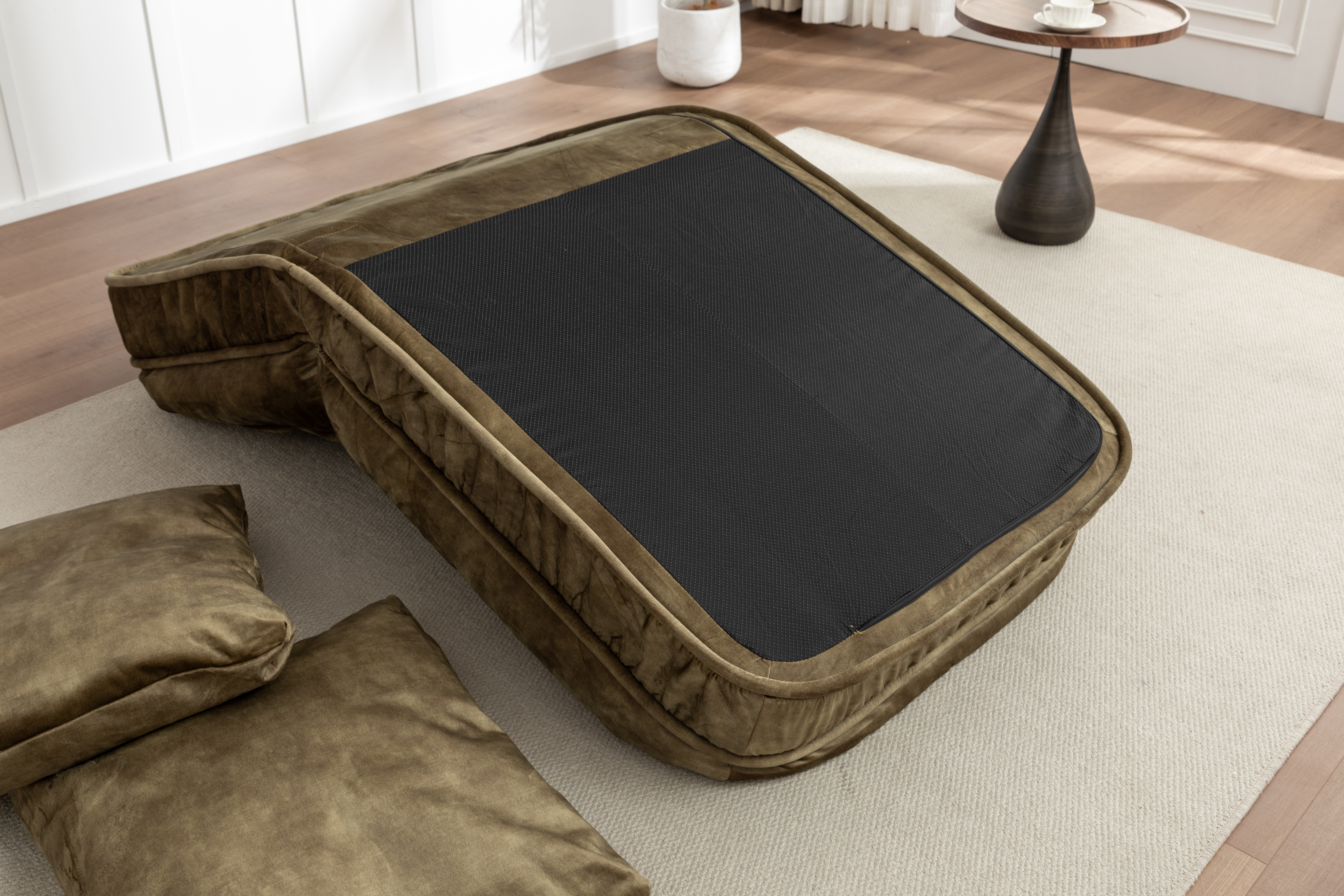 Upholstered Human Dog Bed for Adult & Pets,with 5 Adjustable Position &Massage Pillow, Bean Bag floor sofa with 2 Soft Pillows image 13
