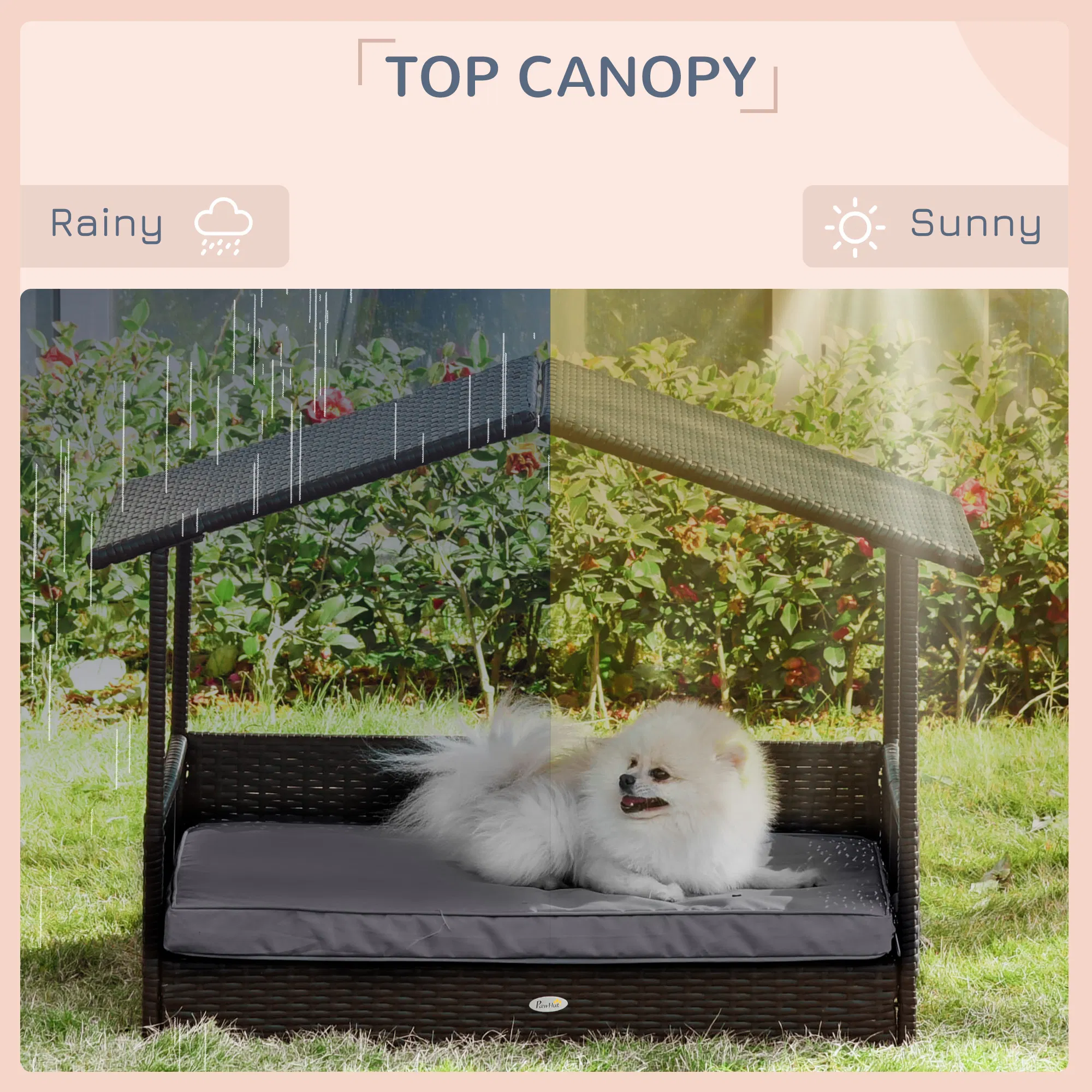 Wicker Pet House Dog Bed with Cushion image 5