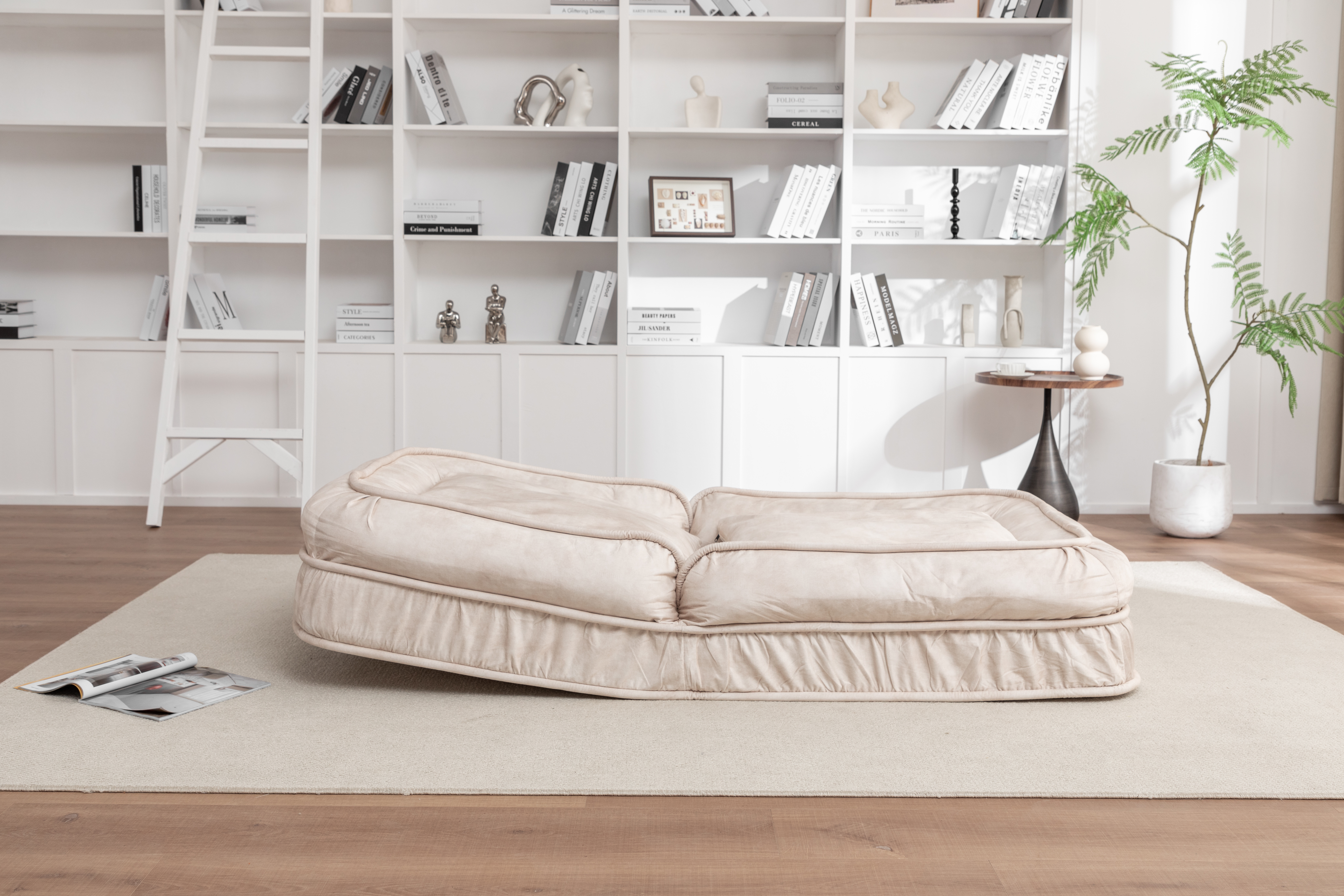 Upholstered Human Dog Bed for Adult & Pets,with 5 Adjustable Position &Massage Pillow, Bean Bag floor sofa with 2 Soft Pillows image 5