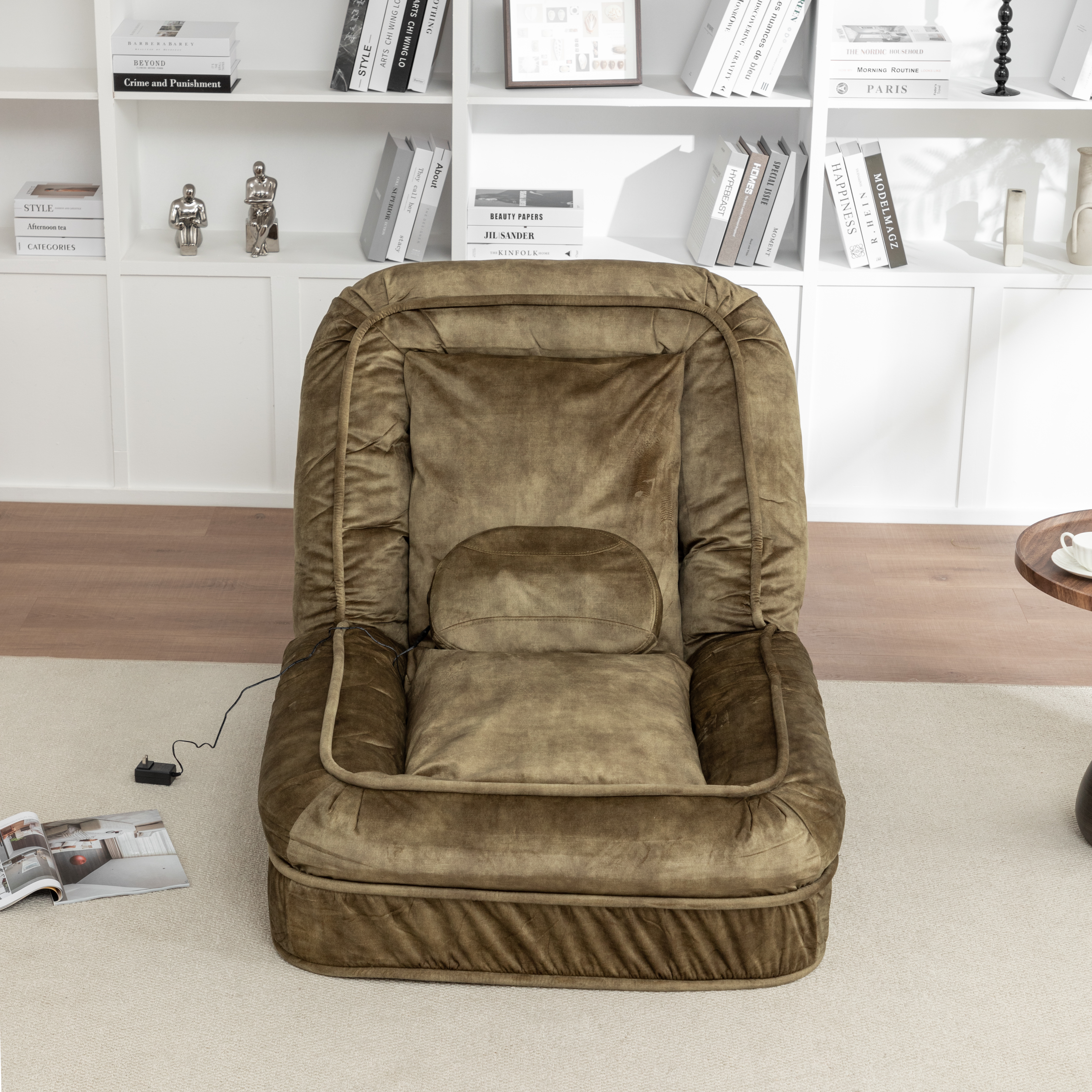 Upholstered Human Dog Bed for Adult & Pets,with 5 Adjustable Position &Massage Pillow, Bean Bag floor sofa with 2 Soft Pillows image 20
