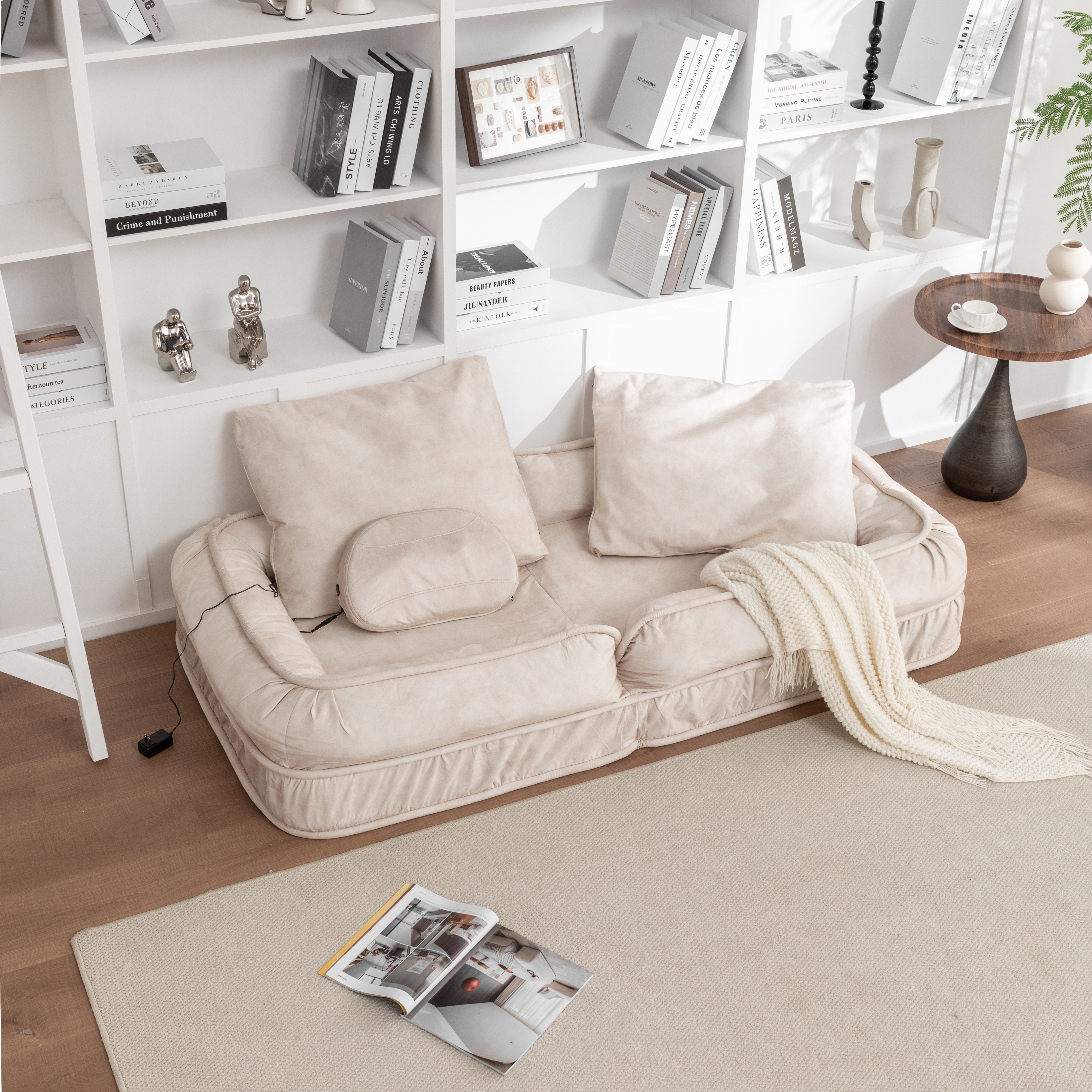 Upholstered Human Dog Bed for Adult & Pets,with 5 Adjustable Position &Massage Pillow, Bean Bag floor sofa with 2 Soft Pillows image 23