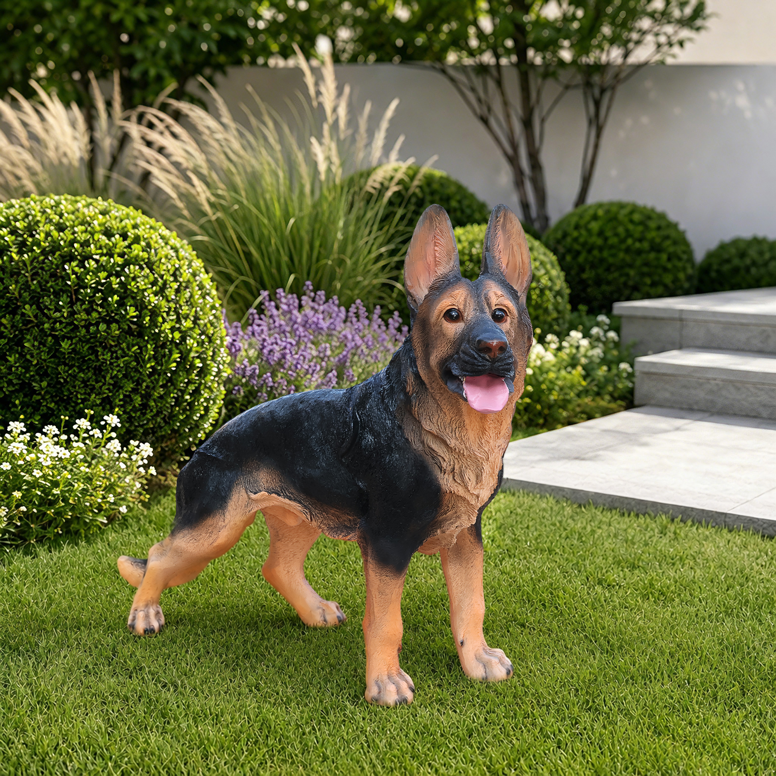 Outdoor German shepherd Dog Statue Greeter Garden Decor – Cute Puppy Sculpture for Yard Porch New Year Gift image 8