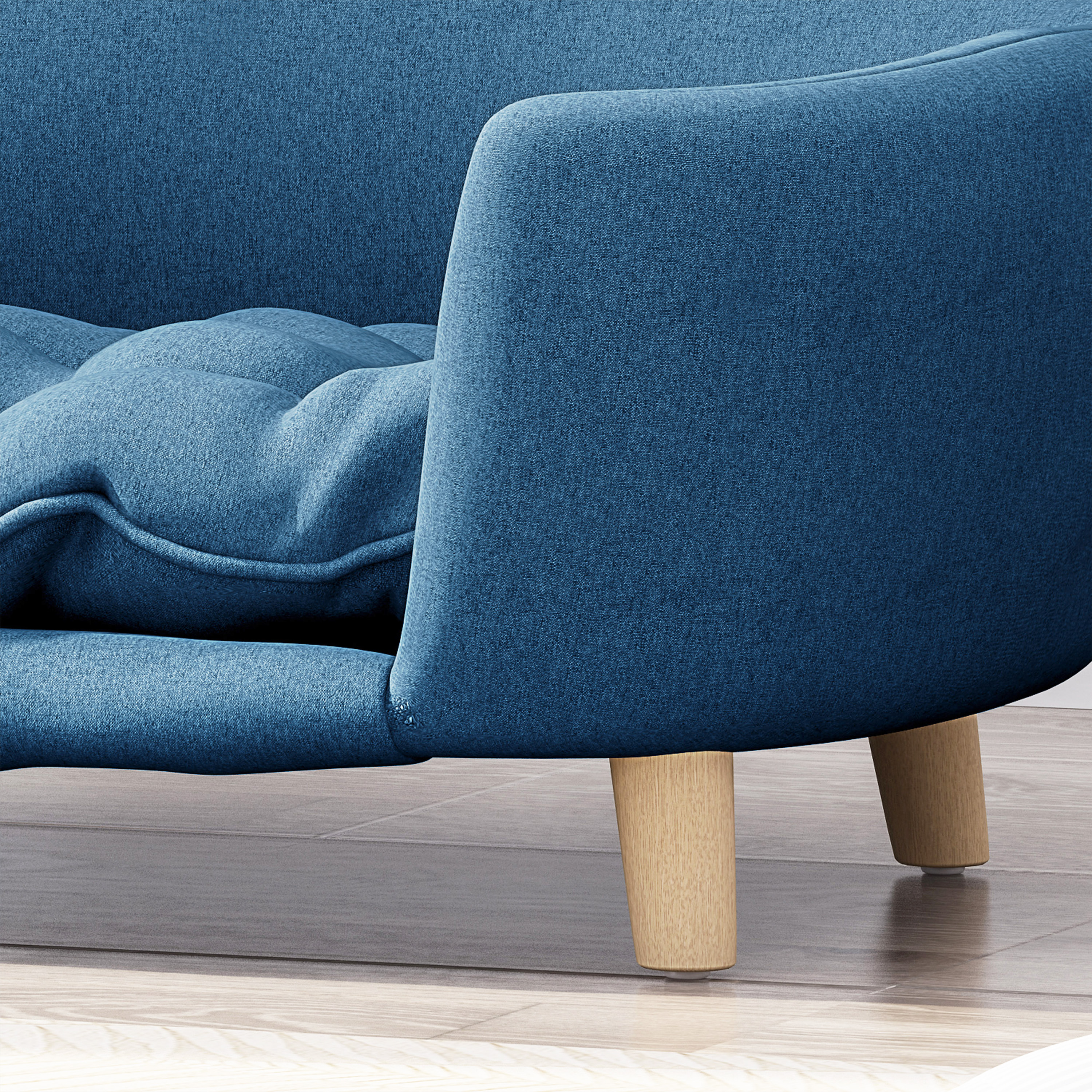 Elevated Dog Bed Frame for Small Dog, Fabric Pet Couch Bed with Rubber Wood Legs and Supportive Foam, Navy Blue, Easy Assembly image 5