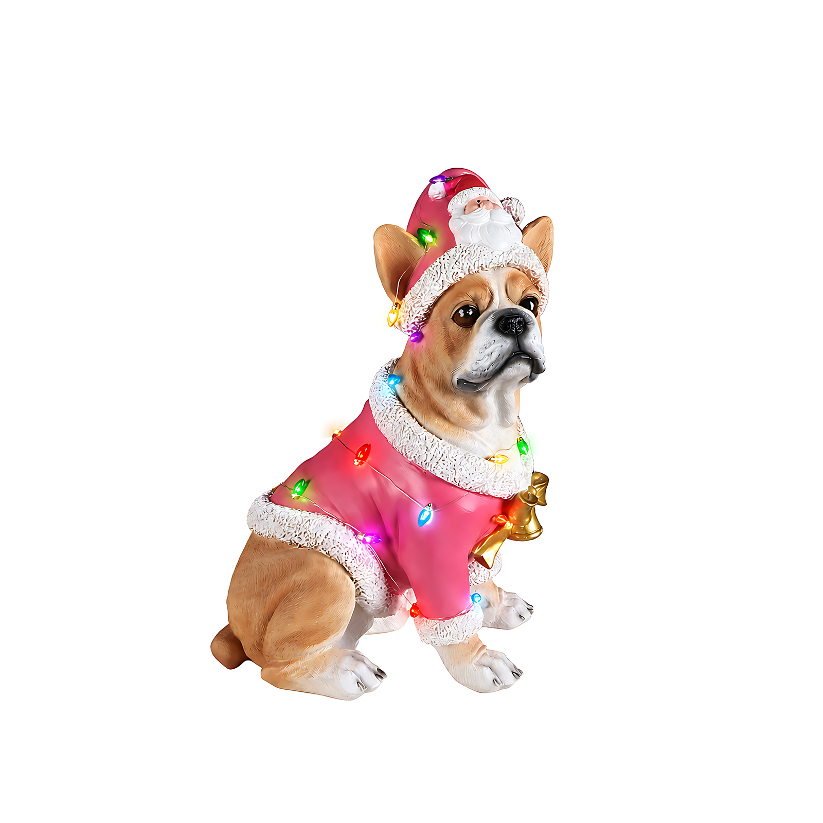 Christmas French Bulldog Statue,Holiday Dog Figurine in Pink Santa Outfit image 25