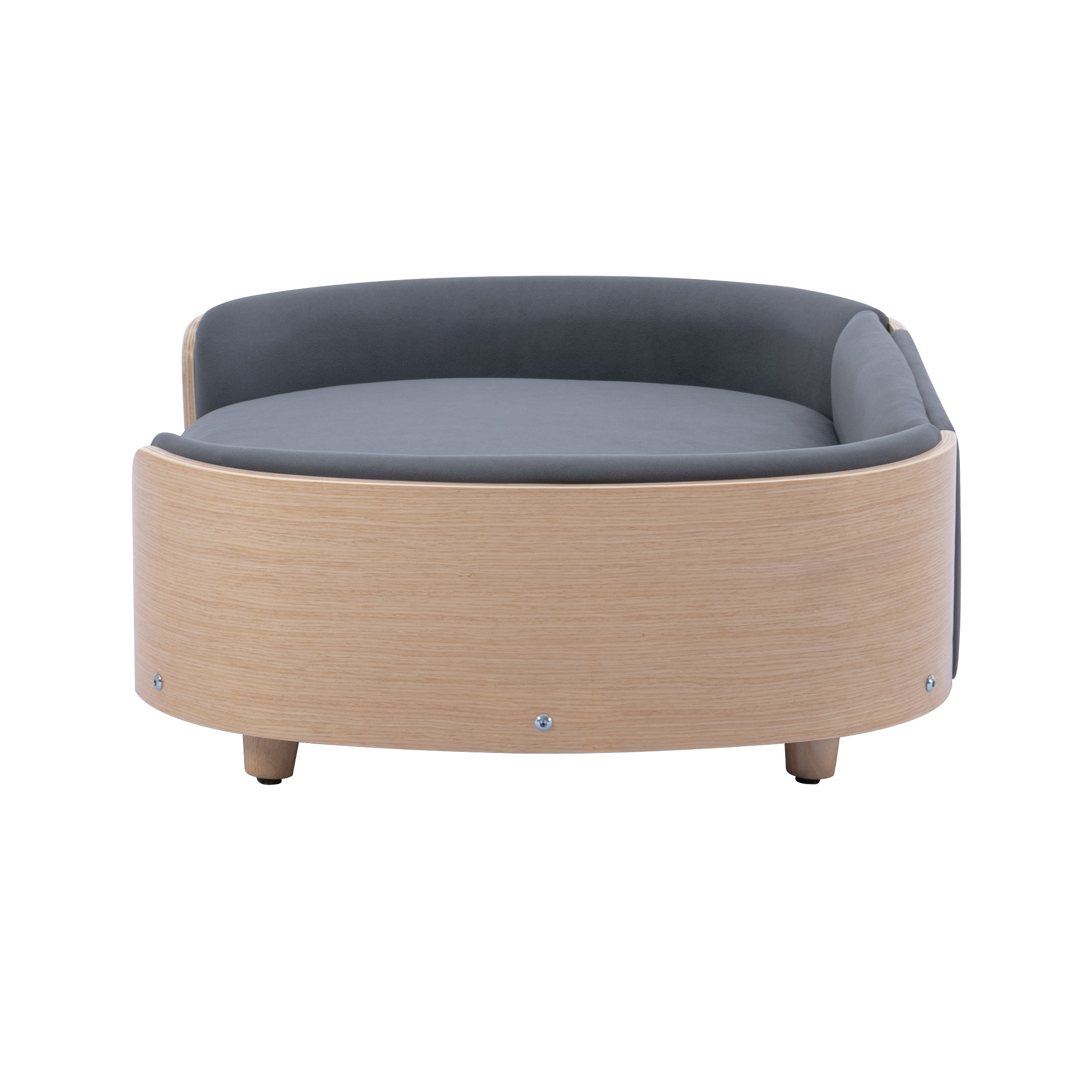 Scandinavian style Elevated Dog Bed Pet Sofa With Solid Wood legs and Bent Wood Back, Velvet Cushion,Large Size image 9