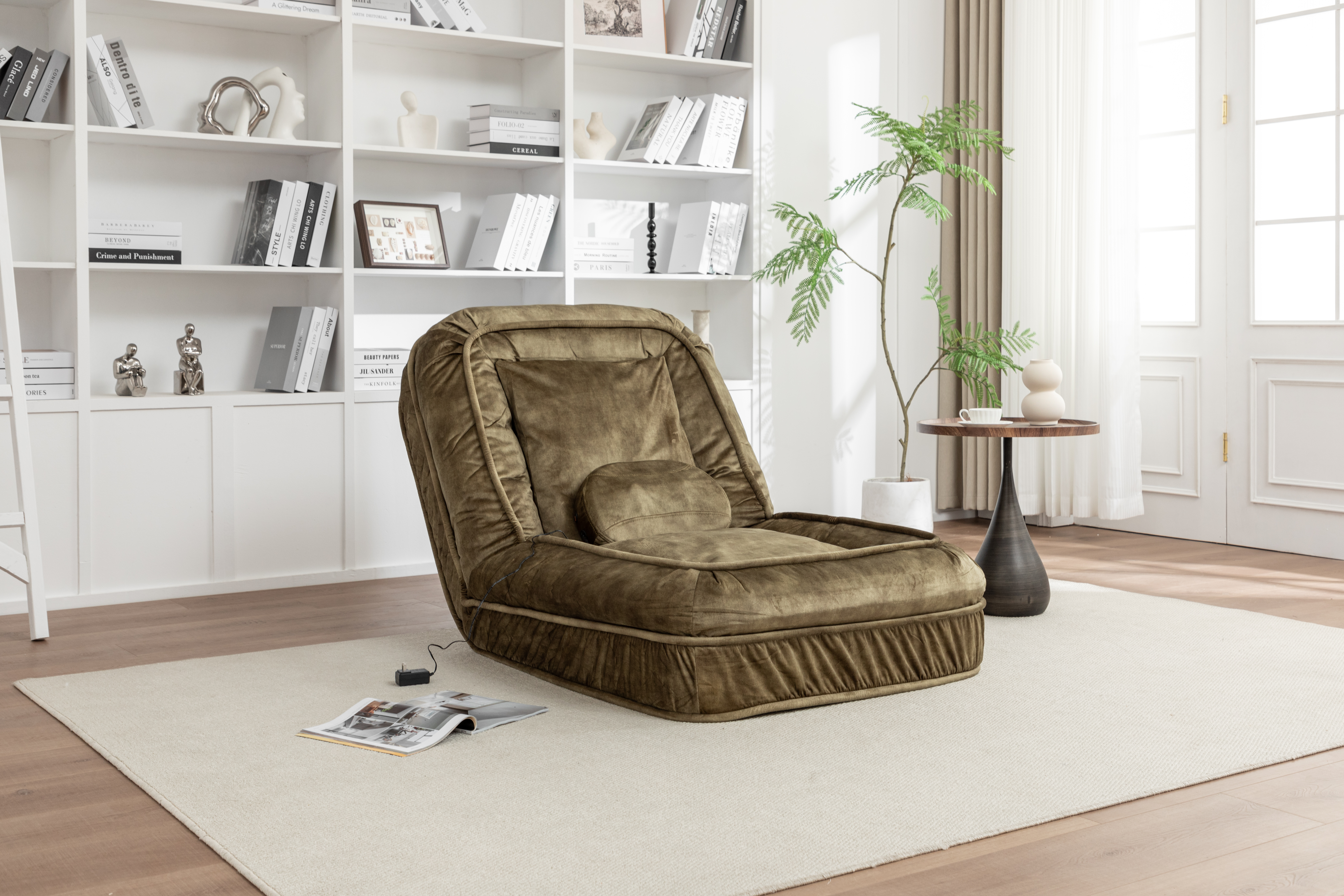 Upholstered Human Dog Bed for Adult & Pets,with 5 Adjustable Position &Massage Pillow, Bean Bag floor sofa with 2 Soft Pillows image 14