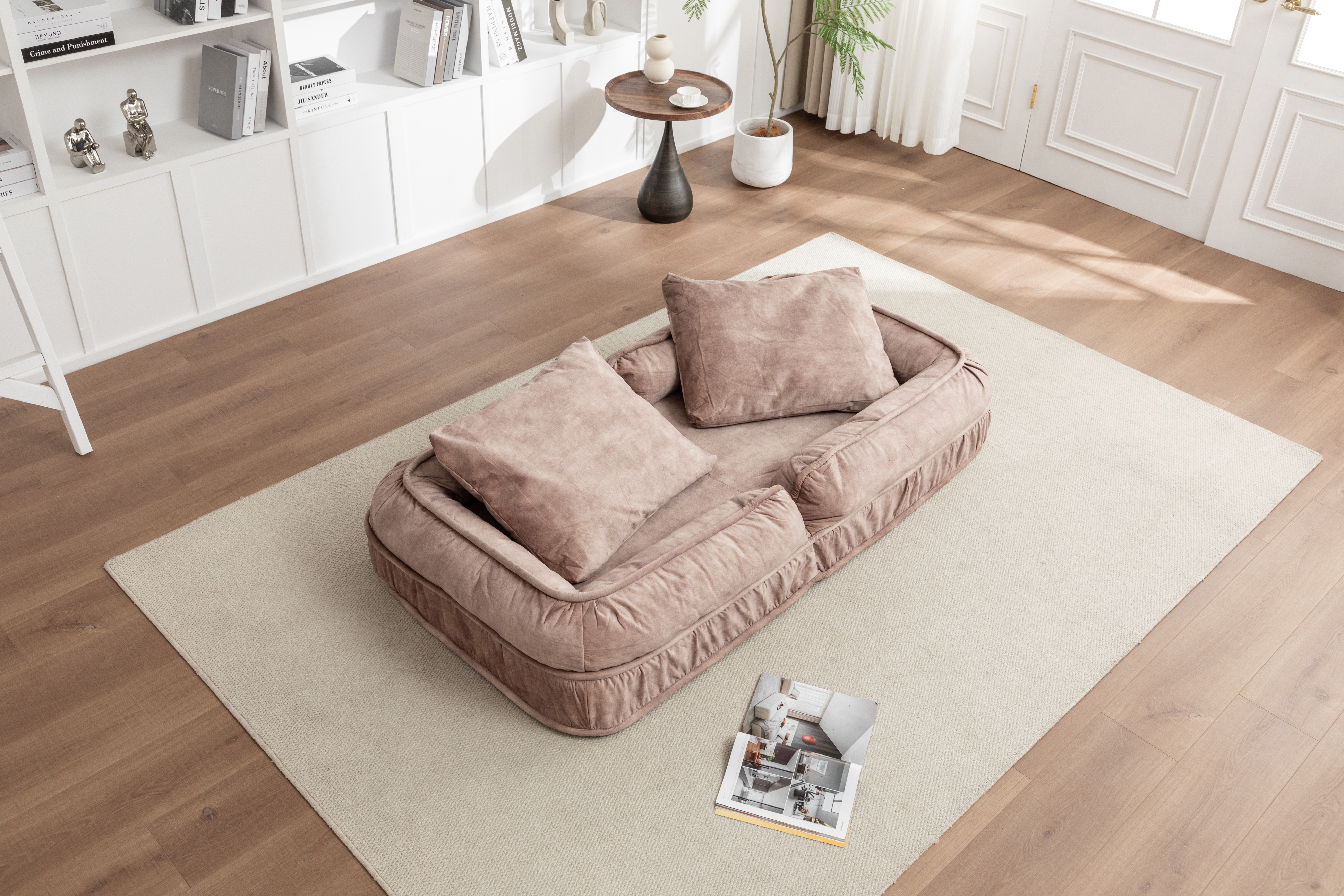 Upholstered Human Dog Bed for Adult & Pets,with 5 Adjustable Position &Massage Pillow, Bean Bag floor sofa with 2 Soft Pillows image 10