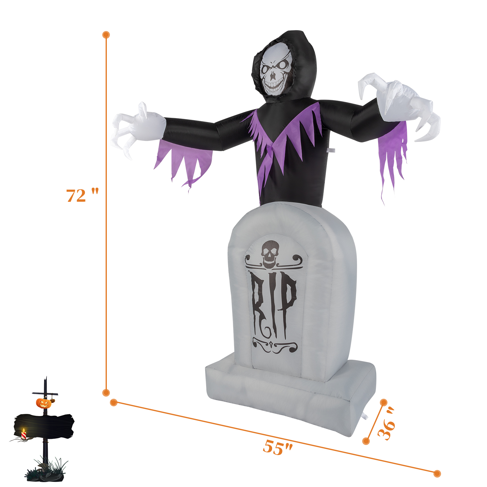 Grim Reaper and Grave LED Inflatable image 4