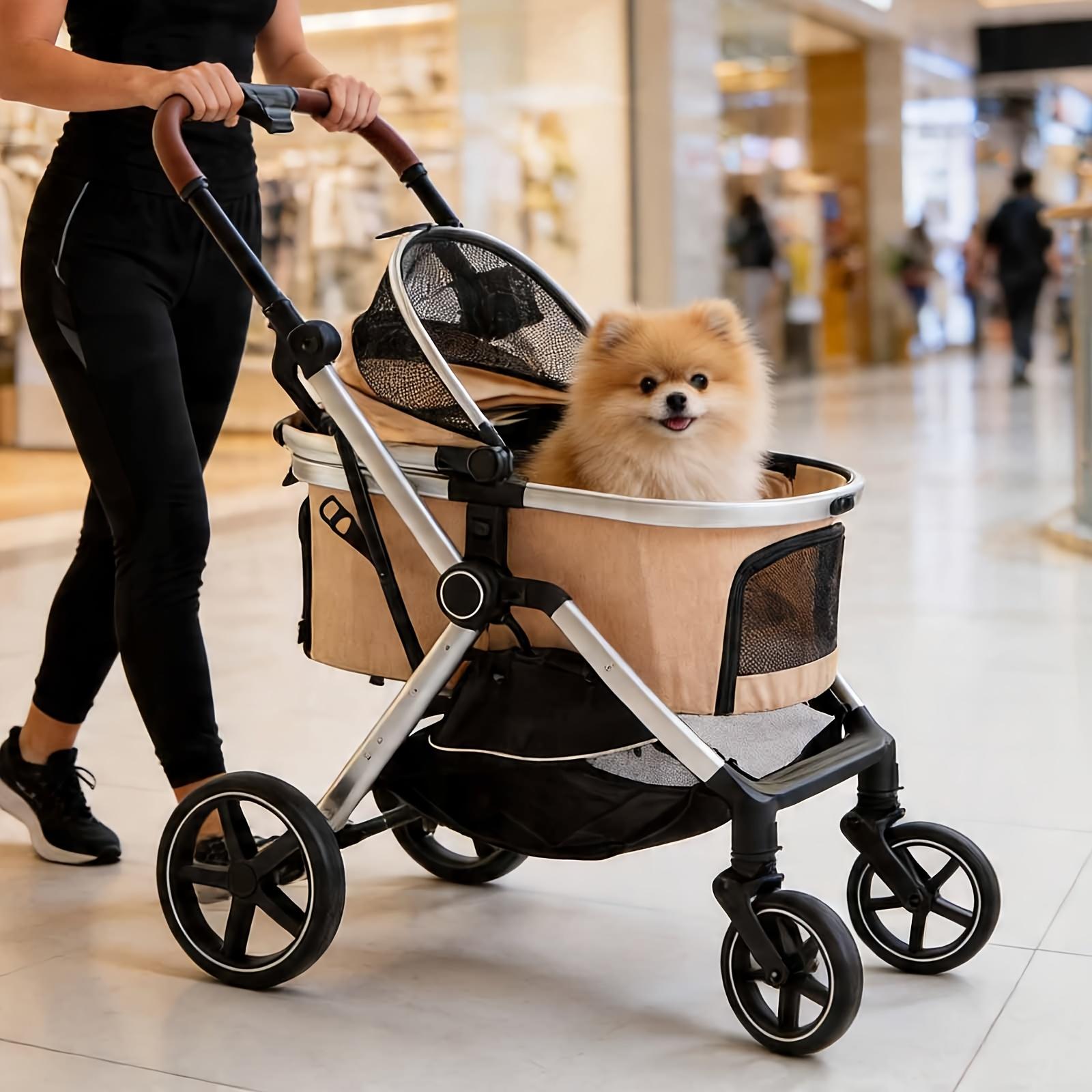 Versatile Pet Stroller For Small To Medium Dogs And Cats  Lightweight, Foldable, And Multi-purpose With Detachable Aluminum Frame Features Ventilated Mesh For Outings, Travel, And Walks. image 5