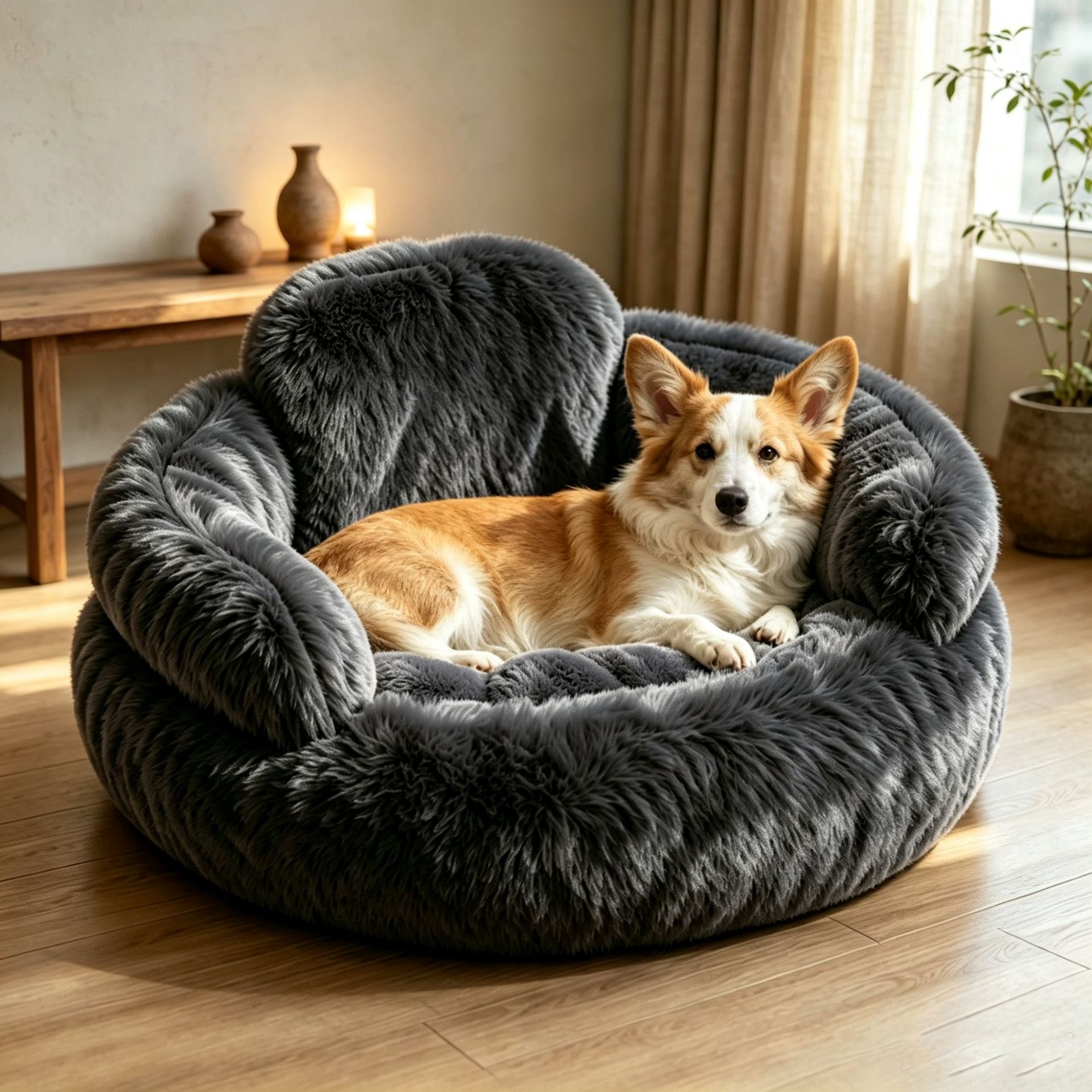 Plush Round Pet Bed Dog Bed Winter Dog Mat image 2