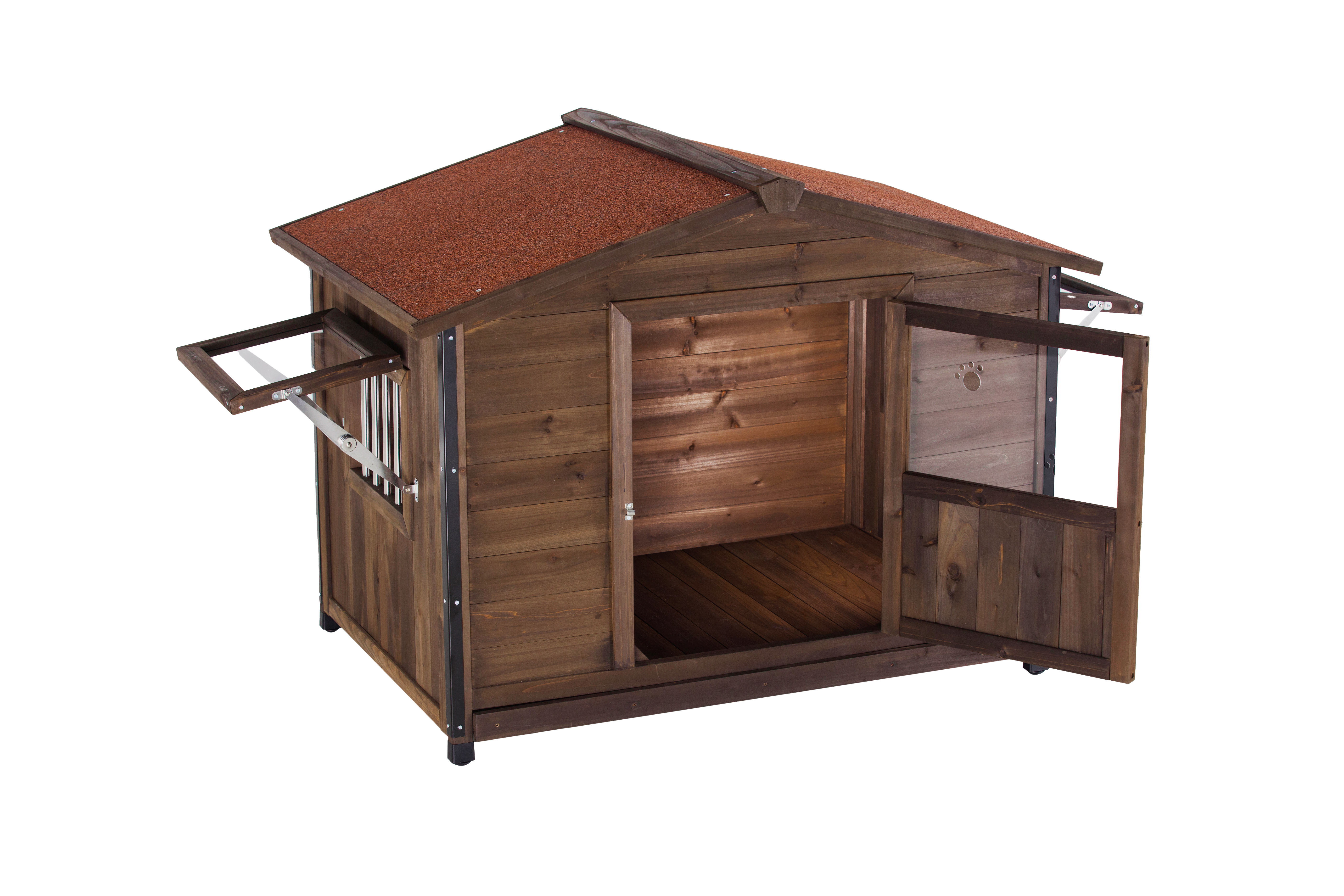 Unique All-Around Iron Frame,Outdoor Large Wooden Cabin House Style Wooden Dog Kennel image 11