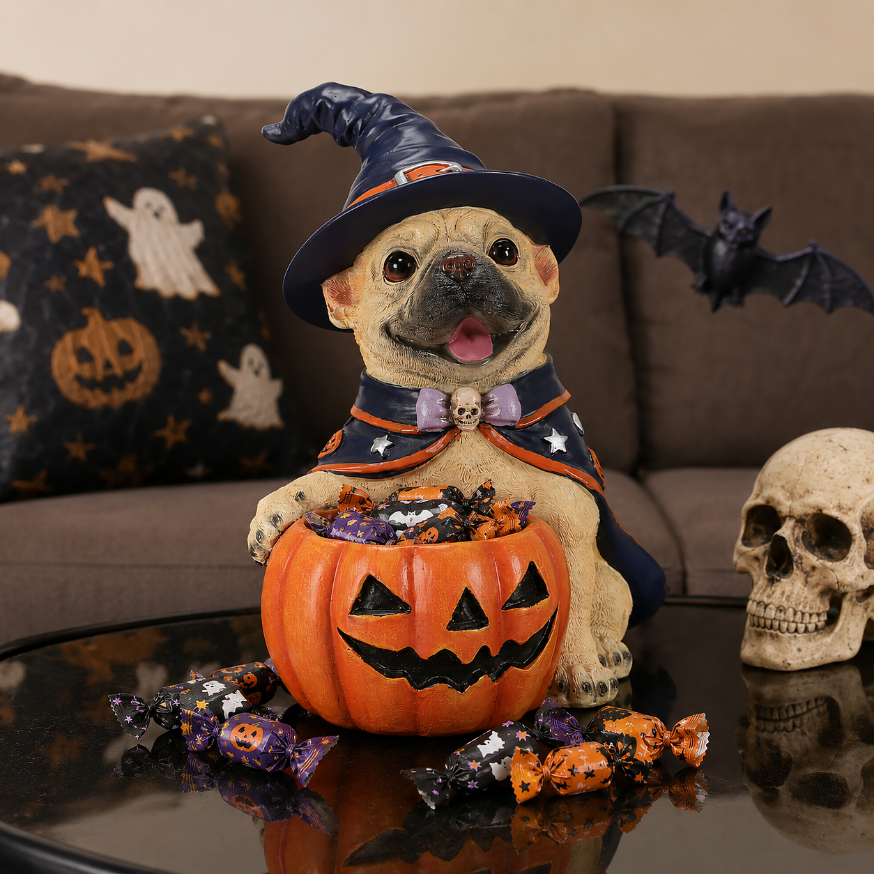 Halloween French Witch Puppy Pumpkin Bowl image 8