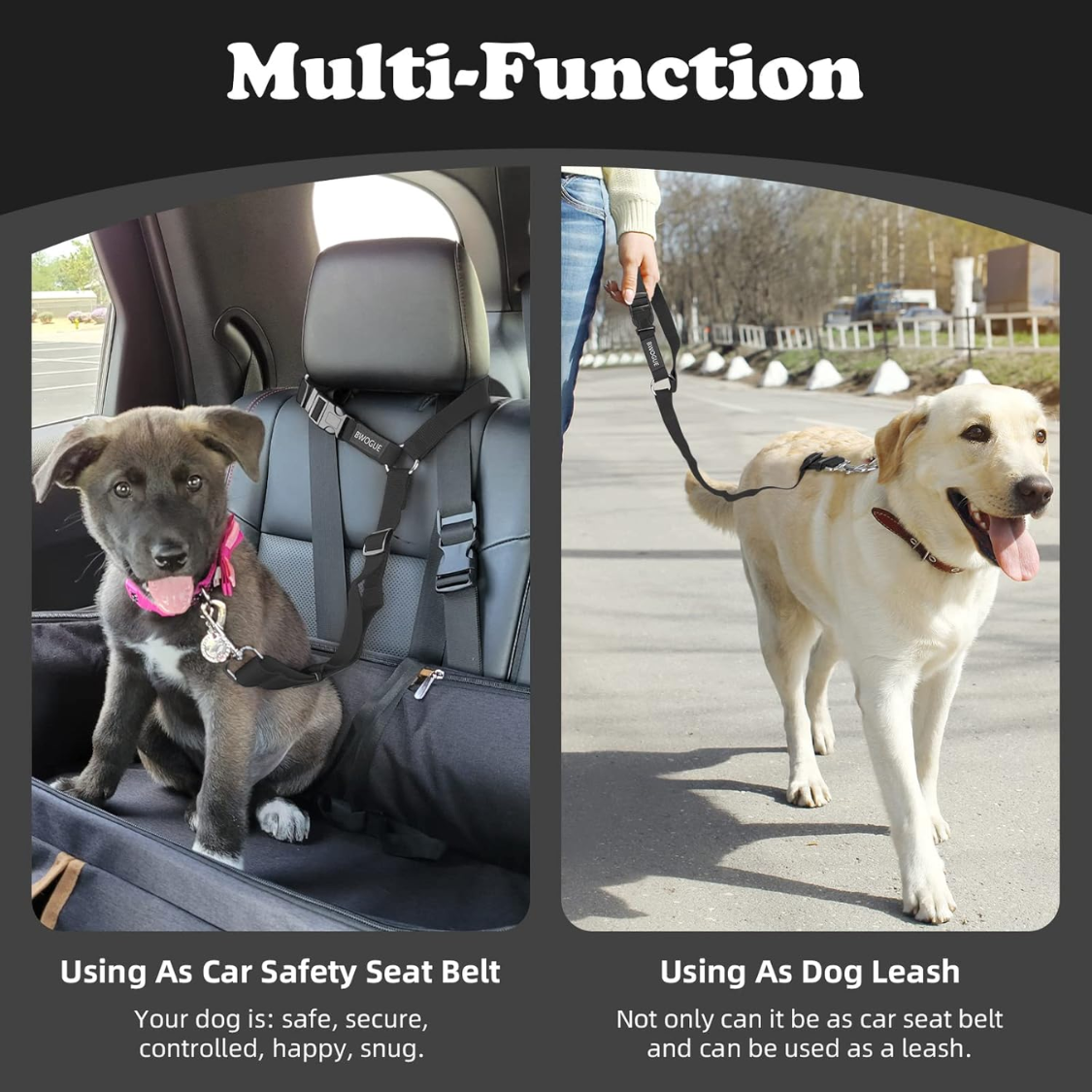 2 Pack Dog Seat Belt For Car, Headrest Restraint Safety Leads