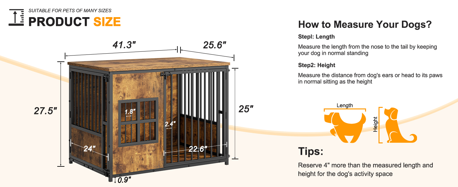 Wooden Dog Crate Furniture, Large Dog Kennel with Storage Top, Indoor Pet Cage image 13