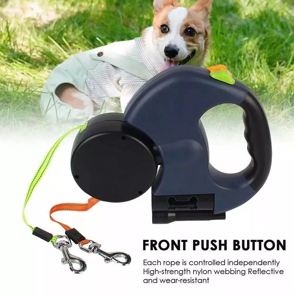 Dual Pet Leash Retractable Reflective Lead 360 Swivel Double Dog Walking Leash image 4