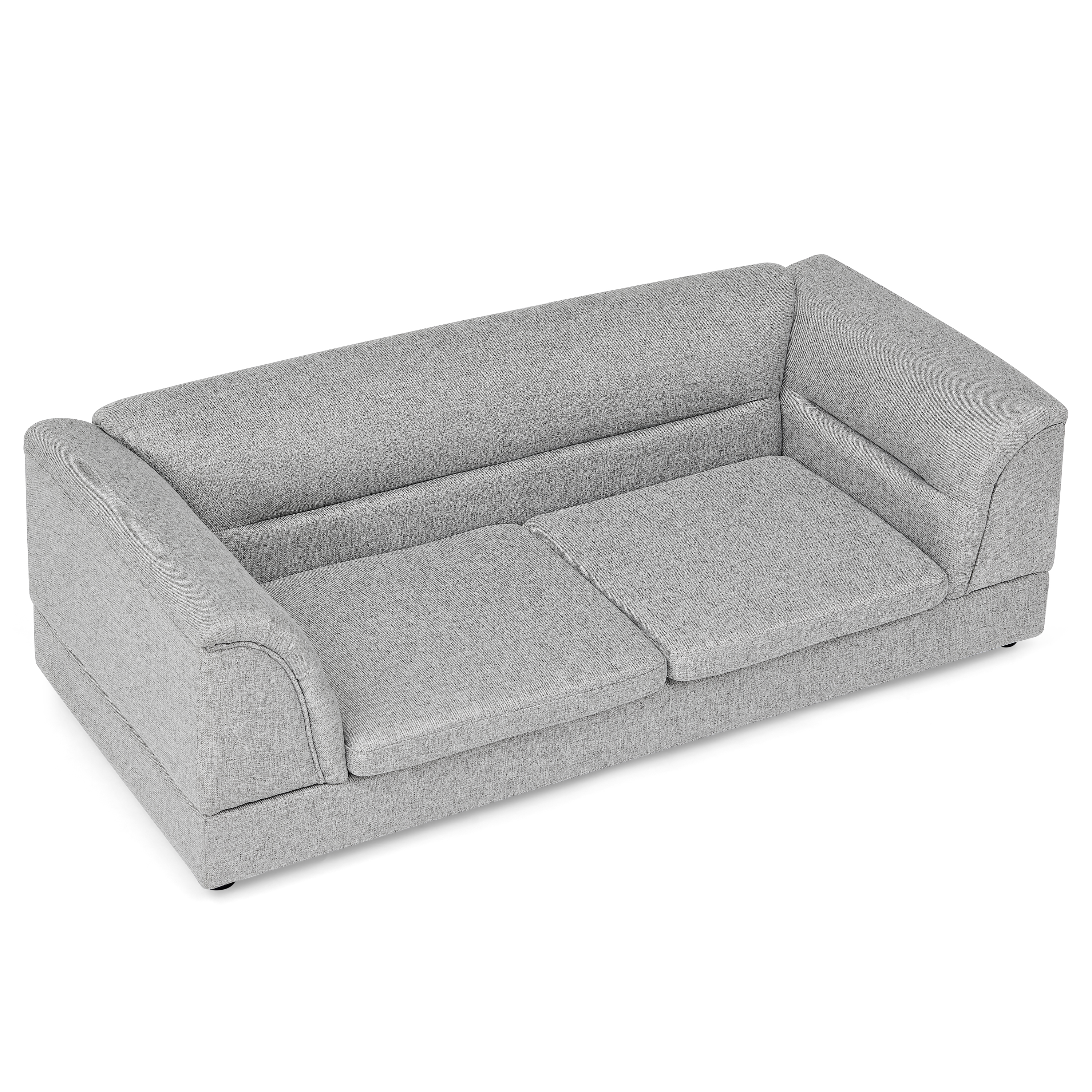 Oversized Pet Sofa, Curved Armrest Rectangular Dog Sofa, Linen Fabric Comfort Pet Couch for Large & Oversized Dogs-LIGHT GREYX image 2