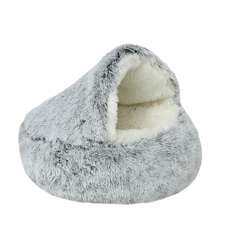 Long-haired Plush Warm Semi-enclosed Windproof Shell Cat Beds, Winter Pet Beds, Small And Medium-sized Dog And Cat Beds, Pet Supplies image 2