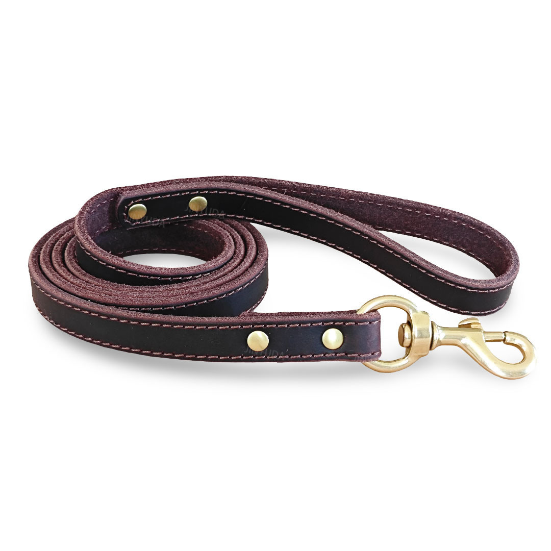 Pet Rope Dog Leash Genuine Full-grain Leather Rope Brass image 5