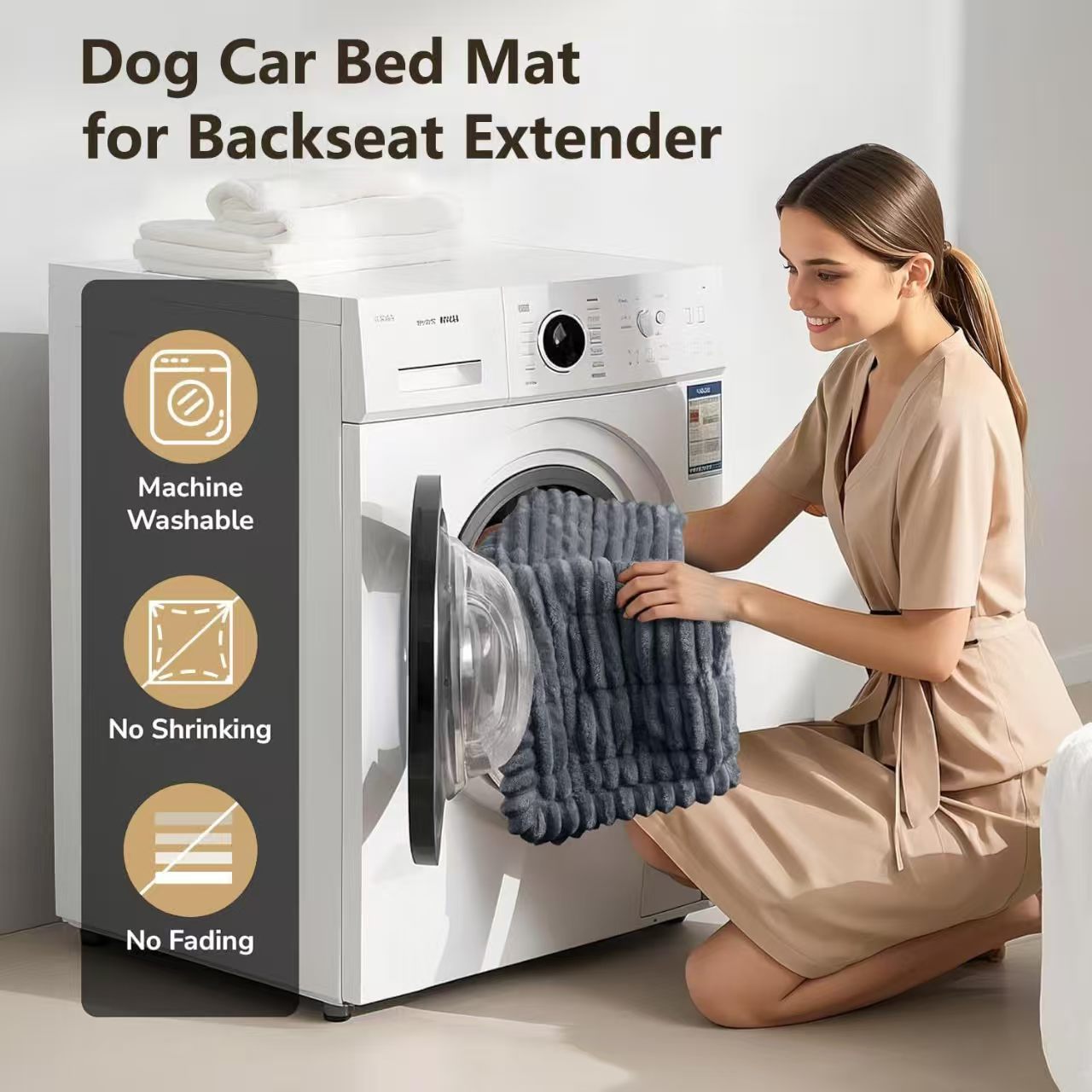 Dog Bed For Car Back Seat Non-Slip, Backseat Dog Bed Mat For Backseat Extenders, Pet Car Blanket Seat Cover For SUVs Trucks Sedans, Soft Machine Washable Travel Dog Bed image 5