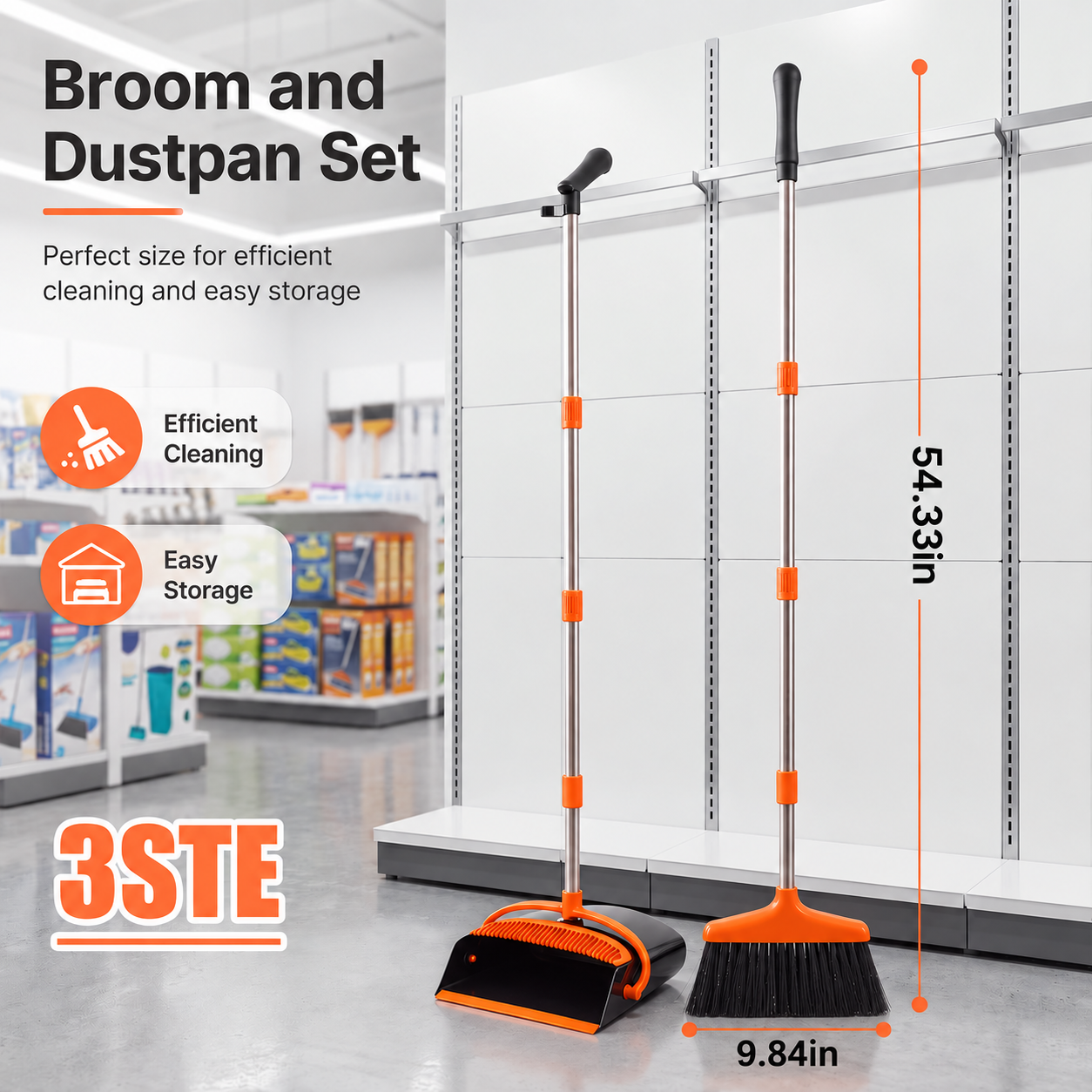 Standing Broom and Dustpan Set image 3