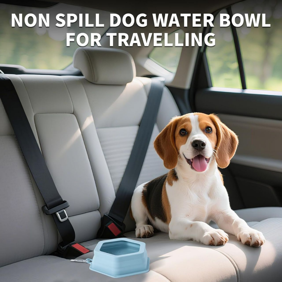 No Splash Dog Travel Bowls For Cars, Spill Proof Collapsible Dogs Water And Food Feeder Dispenser Integrated Molding Portable Cat Dish For Pet Vehicle Road image 6