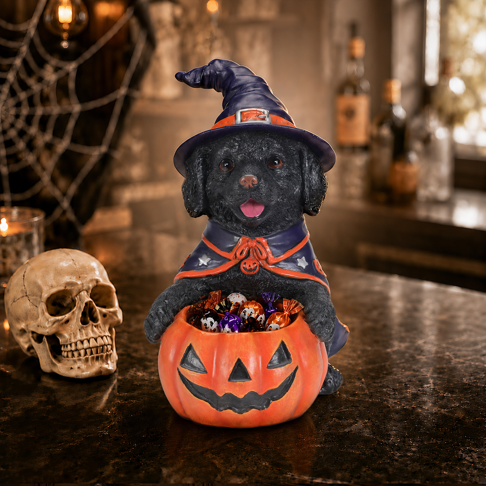 Halloween Labrador Witch Dog Figurine image 3