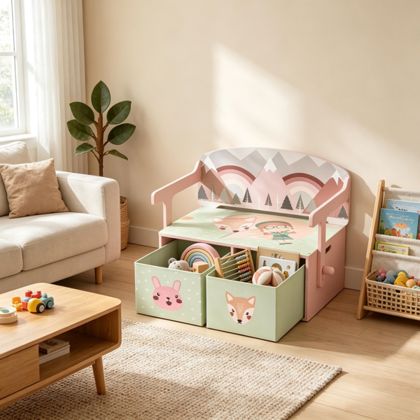 3-in-1 Convertible Toy Box with Drawers image 4