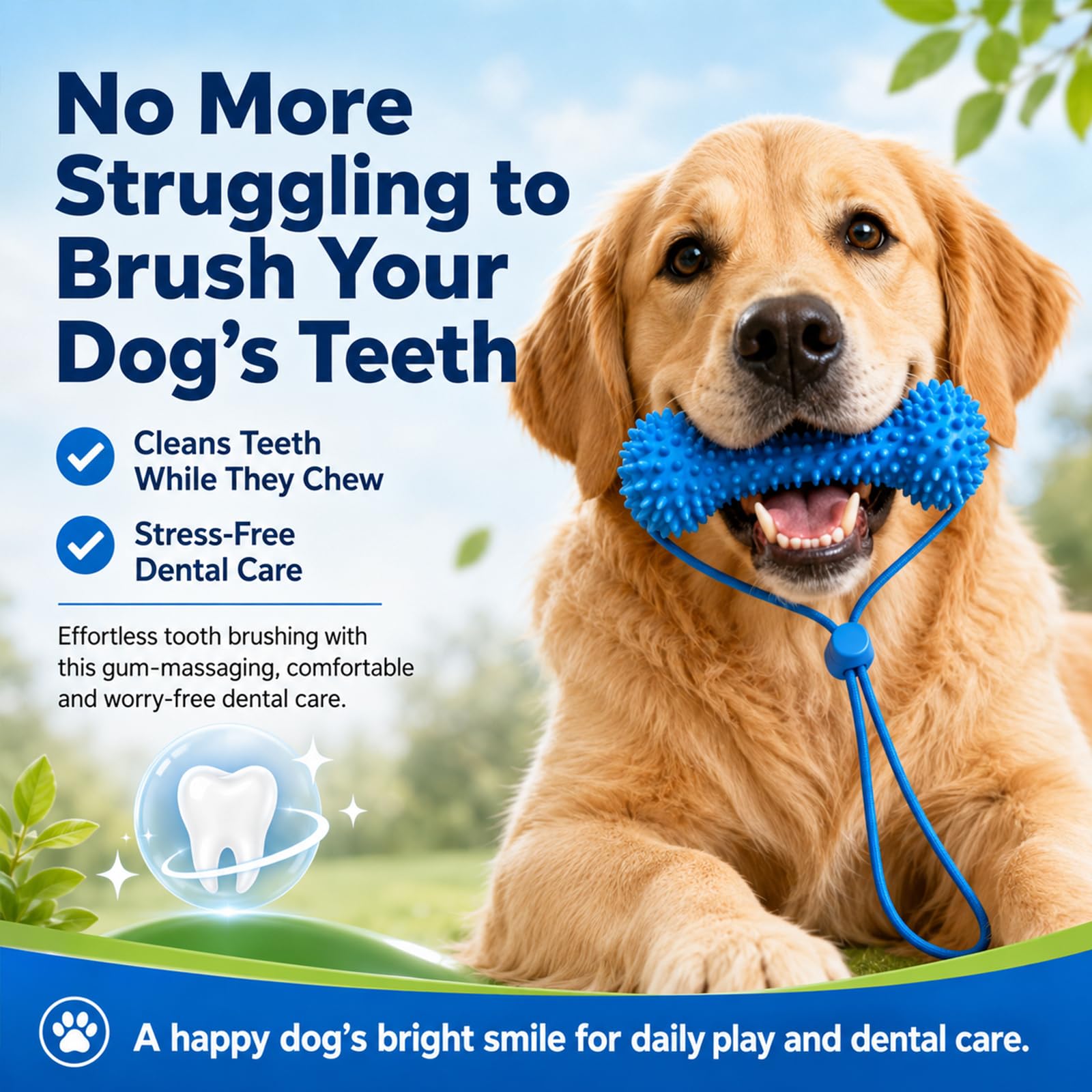 Dual-Action Canine Dental Prop, Dog Dental Chew Toy For Easier Teeth Brushing, Premium Pet Oral Care Accessory Perfect For Small Medium And Large Size Dogs  2PCS image 2