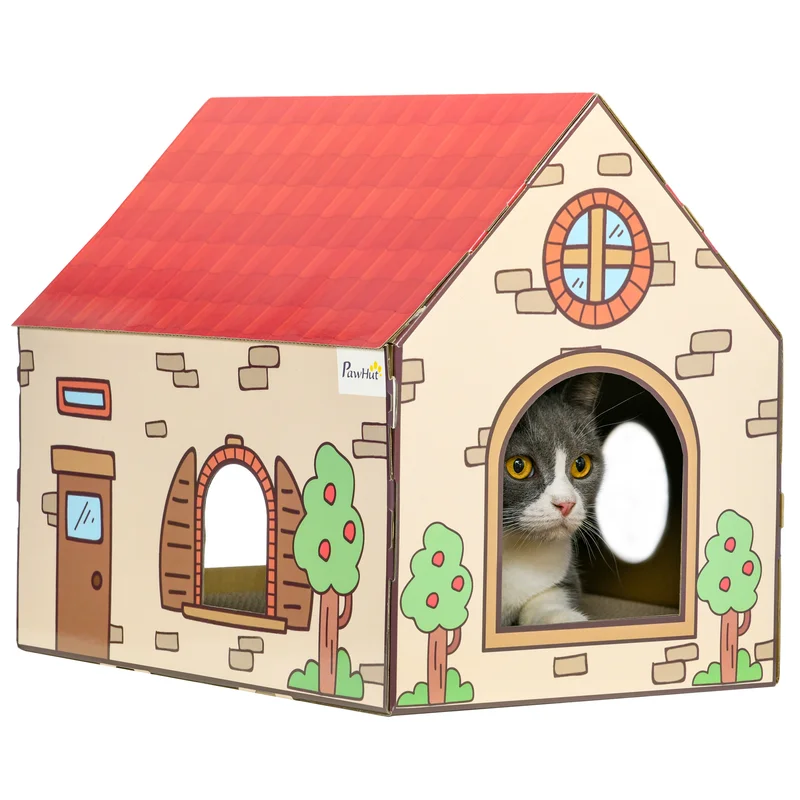 Burgundy Cardboard Cat House Scratcher image 2