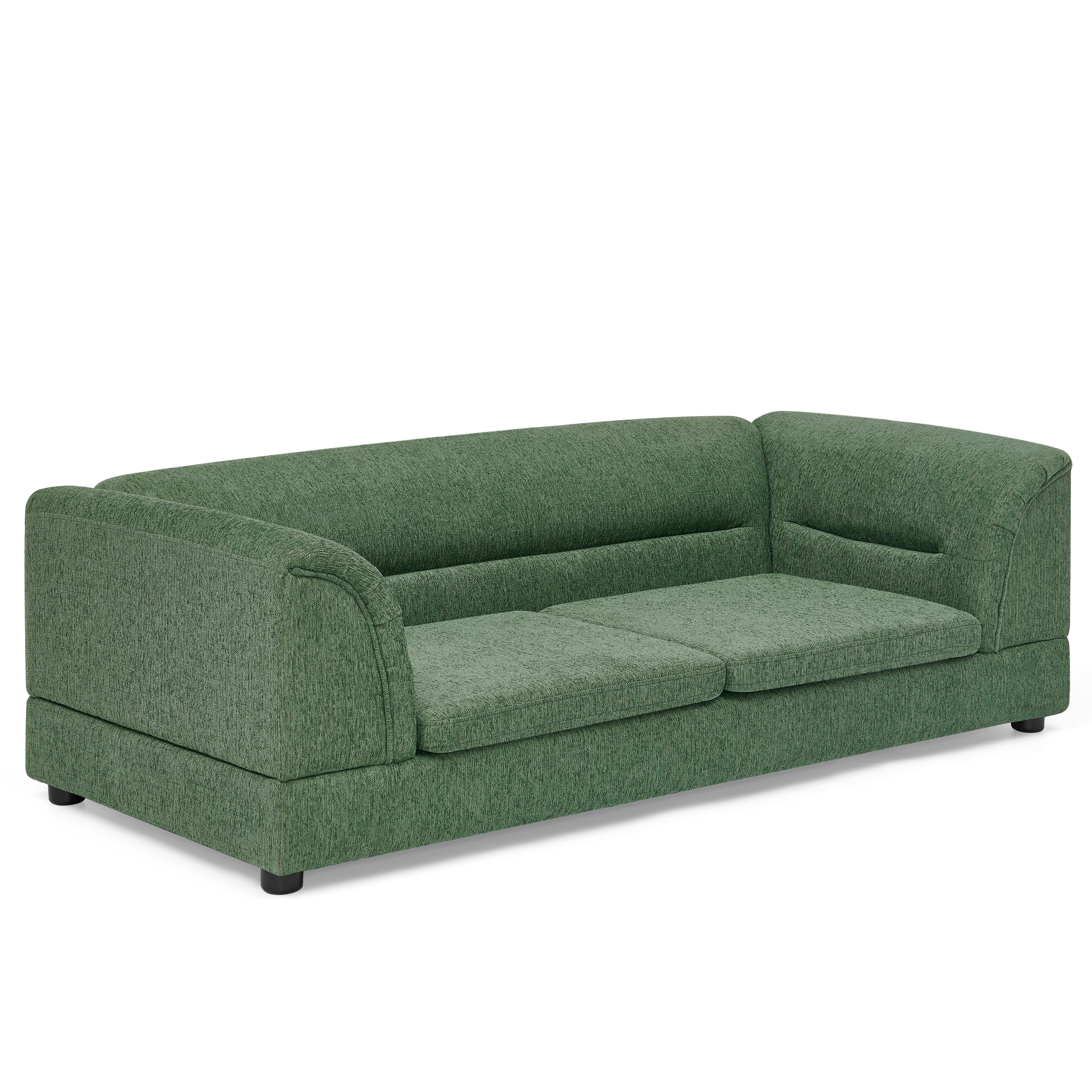 Oversized Pet Sofa, Curved Armrest Rectangular Dog Sofa, Linen Fabric Comfort Pet Couch for Large & Oversized Dogs-Olive Green image 4
