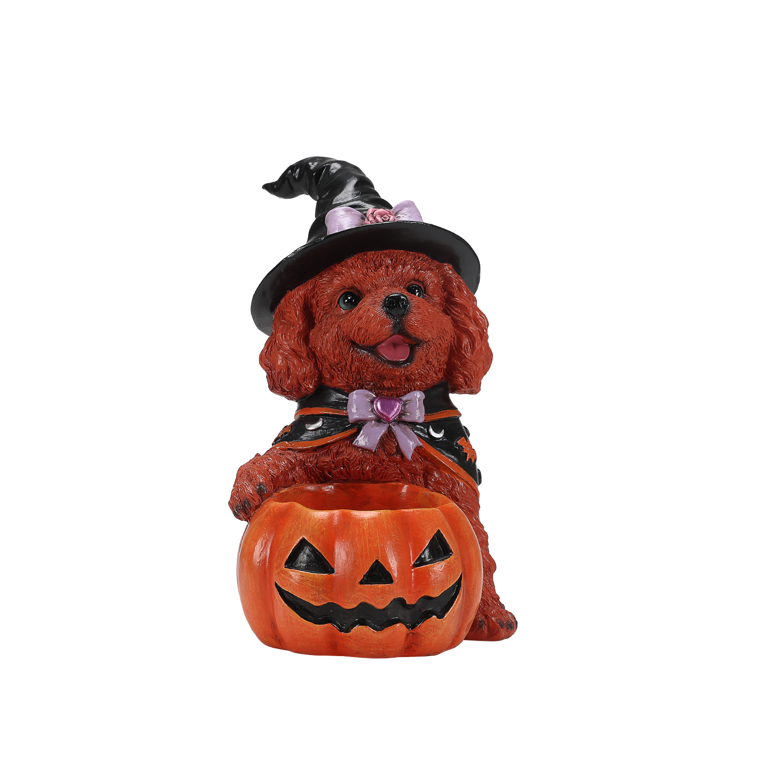 Halloween Puppy Witch Figurine With Pumpkin Bowl image 10