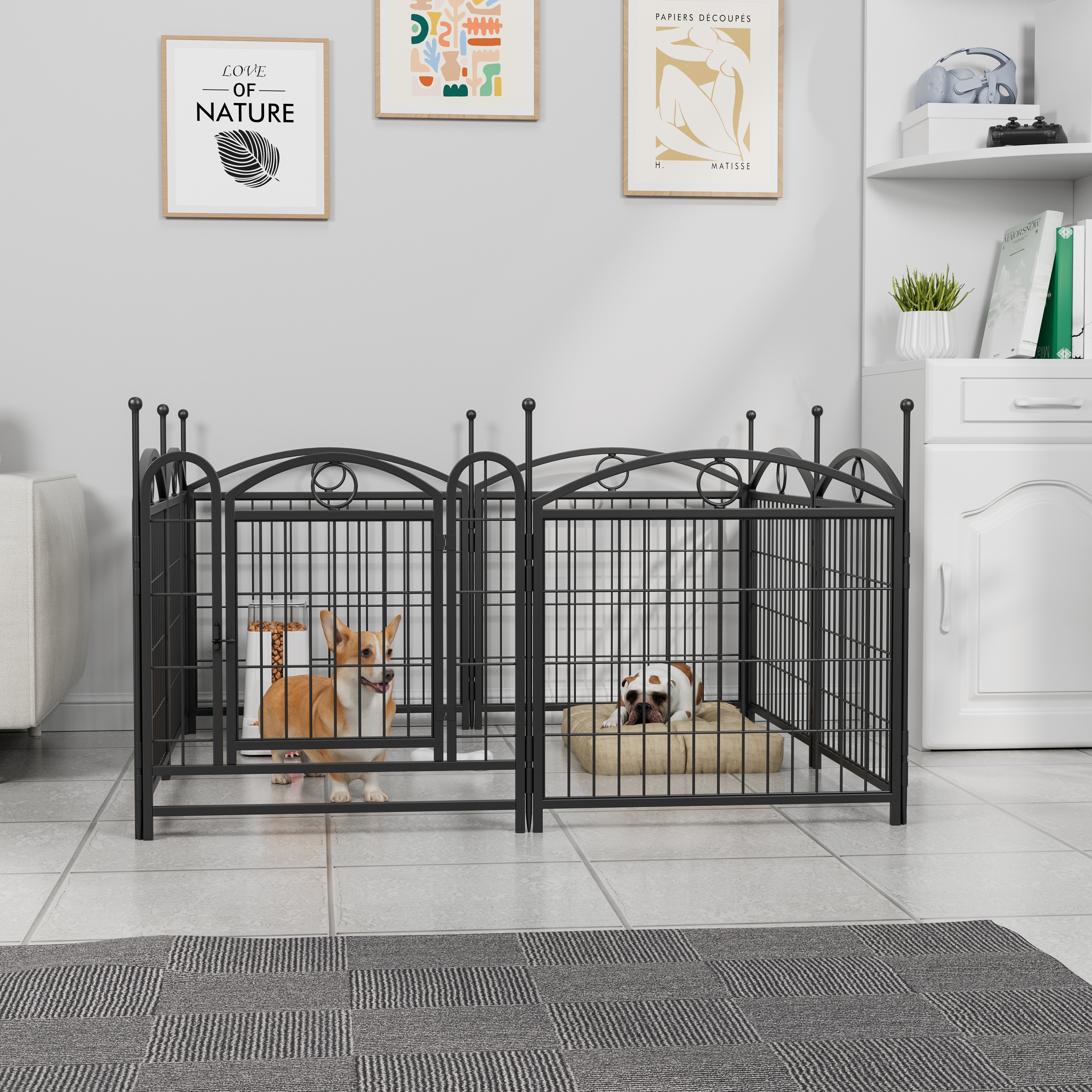 Dog Playpen Indoor 24 inch 8 Panels Metal Dog Pen Pet Dog Fence Outdoor Exercise Pen with Doors, Heavy Duty Dog Fence Puppy Pen for Large Medium Small Dogs Indoor Outdoor Foldable Pet Exercise Pen image 22