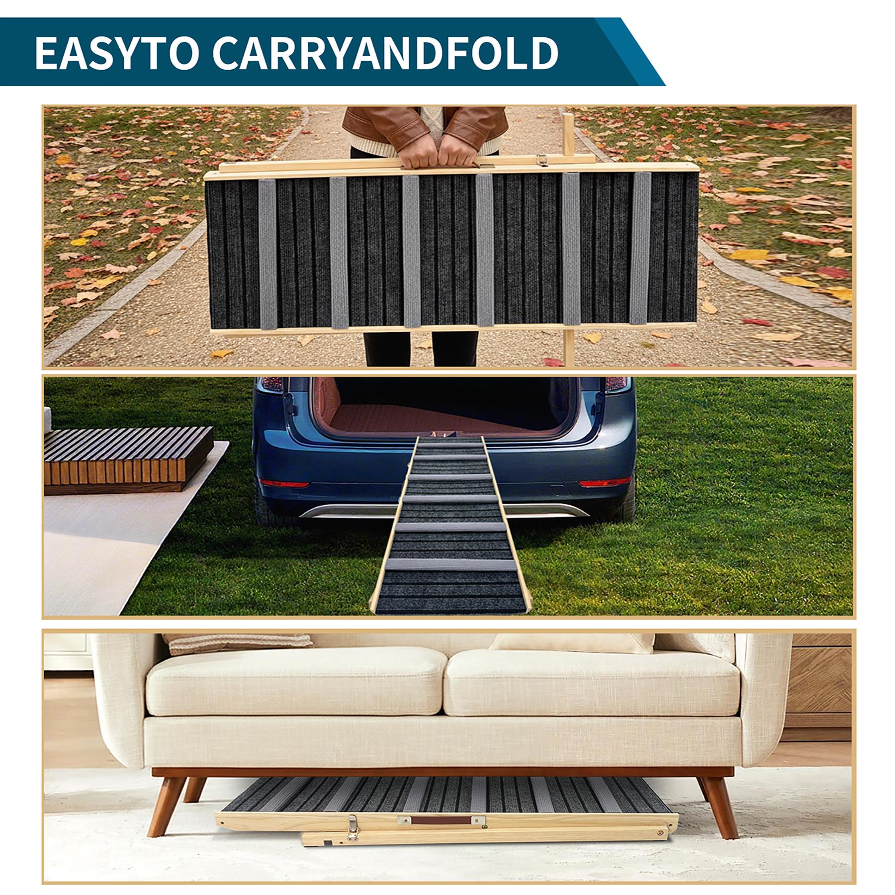 2026 Upgraded Dog Ramp for Couch, Small Dog Ramp for Sofa, 6 Adjustable Height from 14'' to 25", Portable Stable Pet Steps with Non-Slip Pad, Pet Ramps Use for Sofa Couch Stairs image 9