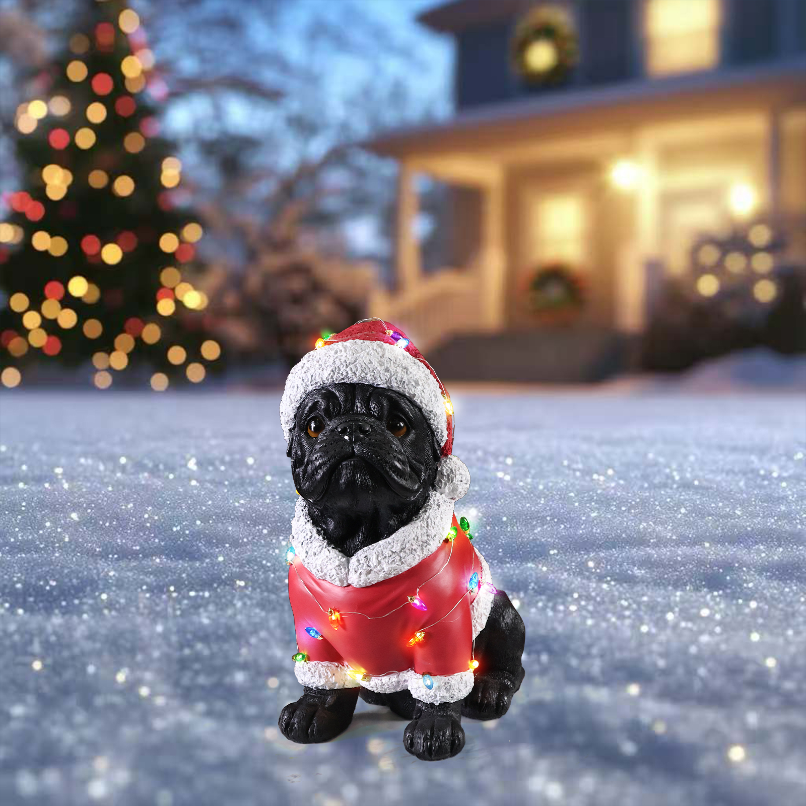 Christmas Pug Statue, Holiday Dog Figurine in Santa Outfit image 12