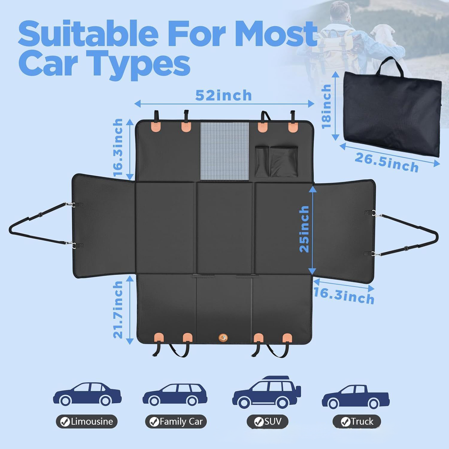 PU Leather Back Seat Extender For Dogs, 2026 Upgraded Hard Bottom Dog Car Seat Cover For Back Seat Holds , Waterproof Dog Car Hammock Anti-Scratch Pet Seat Protector For Car And SUV image 6