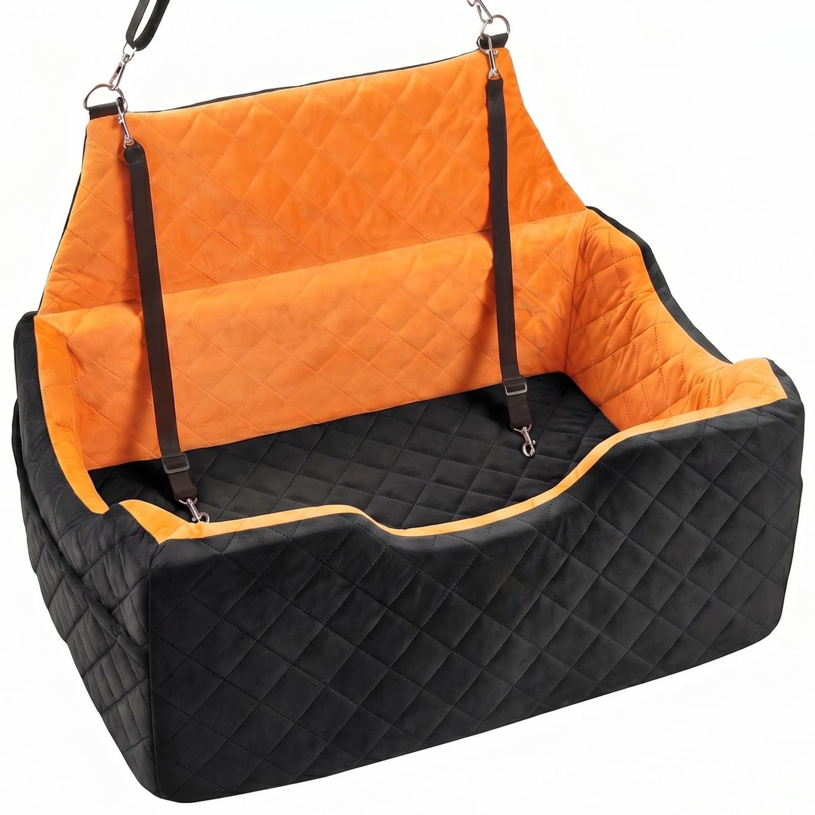 Dog Car Seat For Large Medium Dogs , Memory Foam Dog Booster Seat With Storage Pocket, 2 Safety Leashes,Washable Cover, Portable Anxiety Pet Travel Bed, Black image 4