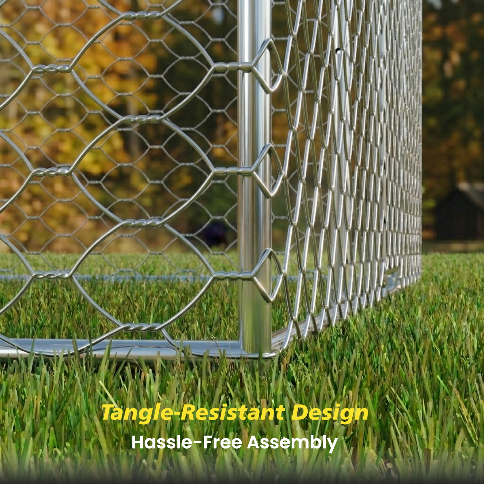 15x10 FT Large Outdoor Dog Kennel with Canopy, Heavy Duty Galvanized Steel Frame, Waterproof Cover, All-Weather Protection, Escape-Proof Lockable Pet Playpen for Large Dogs, Multiple Animals. image 5