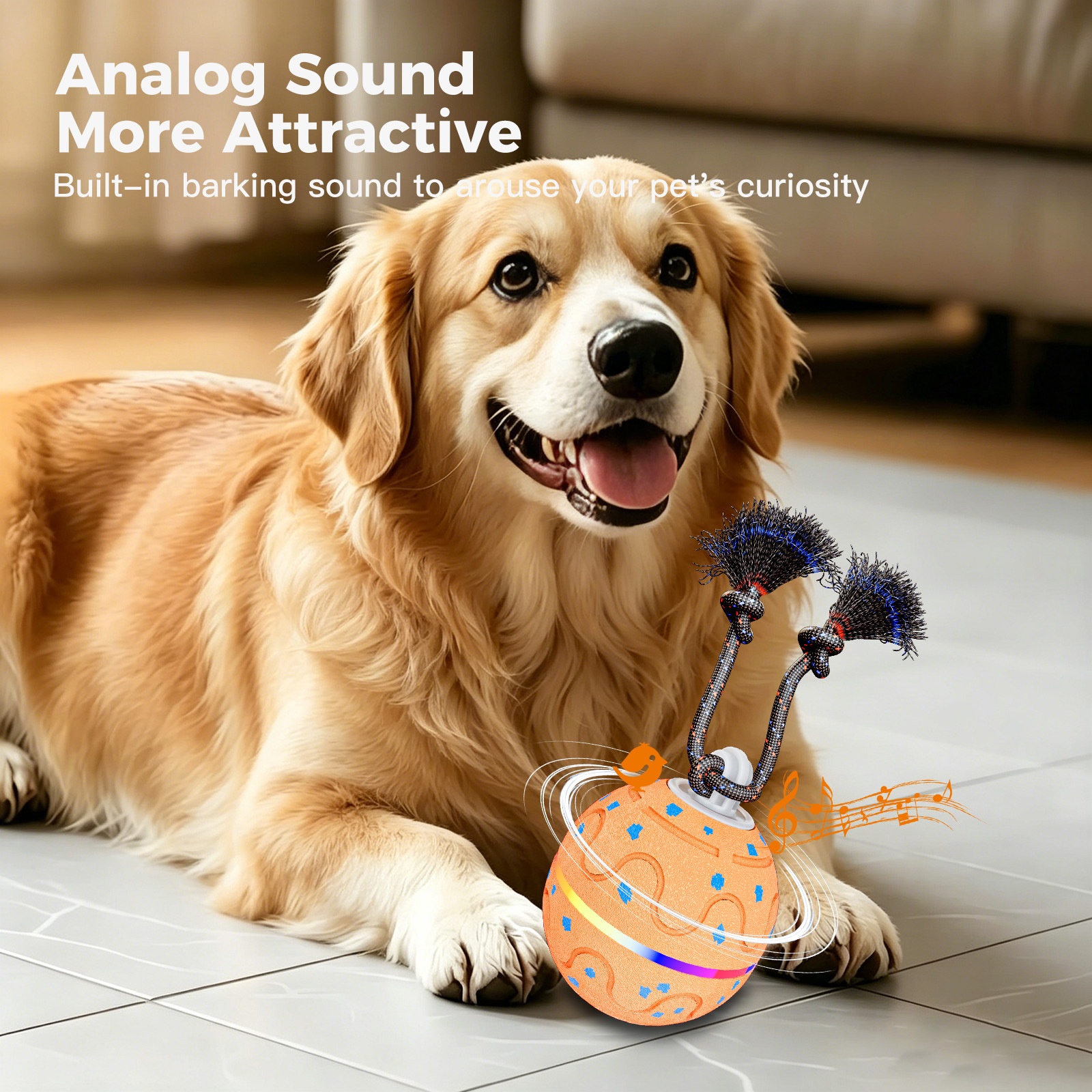 Smart ETPU Pet Toy Ball With Sound Light And Leash Powered By Electricity image 3